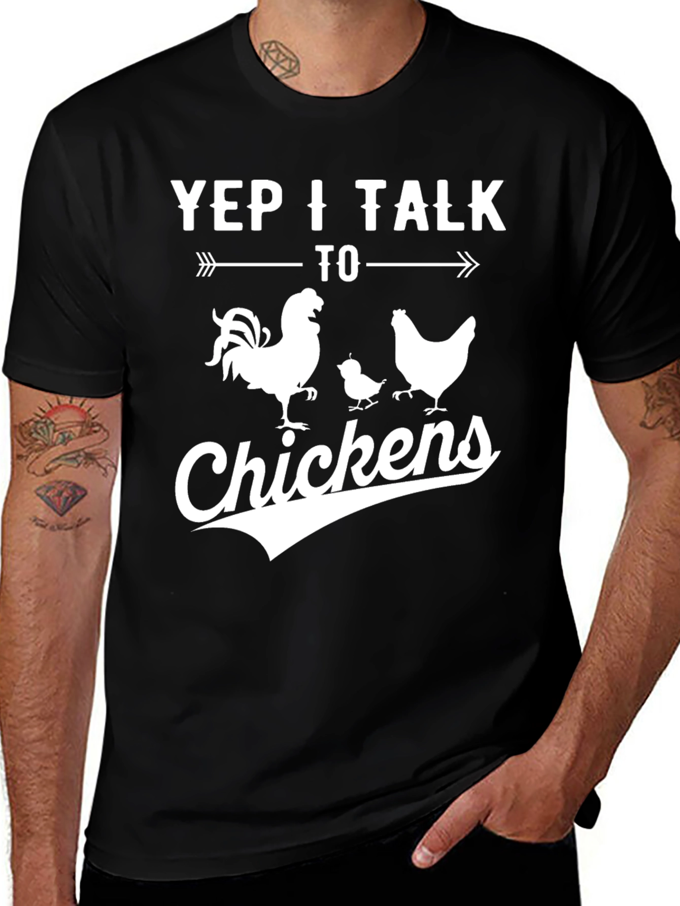 Variant 27 of Yep I Talk to Chickens T-Shirt