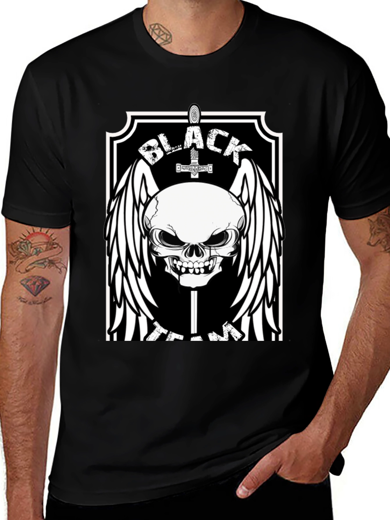 Black Metal Skull Graphic Tee - Dark and Edgy Style