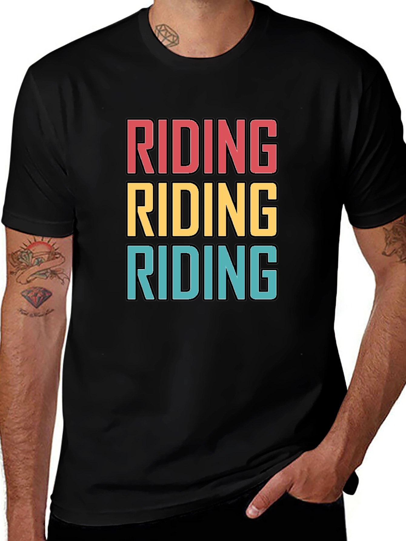 Variant 21 of Riding Graphic Tee - Retro Style