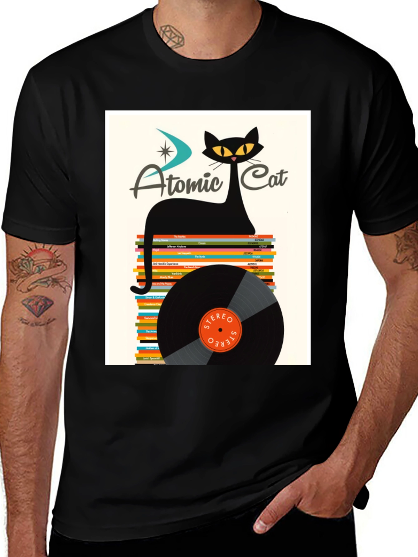 Variant 21 of Atomic Cat Record Stack Graphic T-Shirt