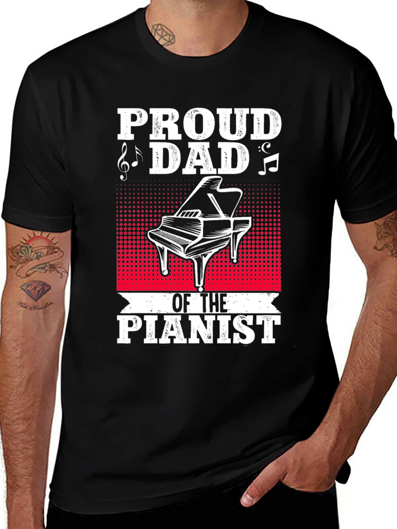 Variant 8 of Proud Dad of a Pianist Black T-Shirt