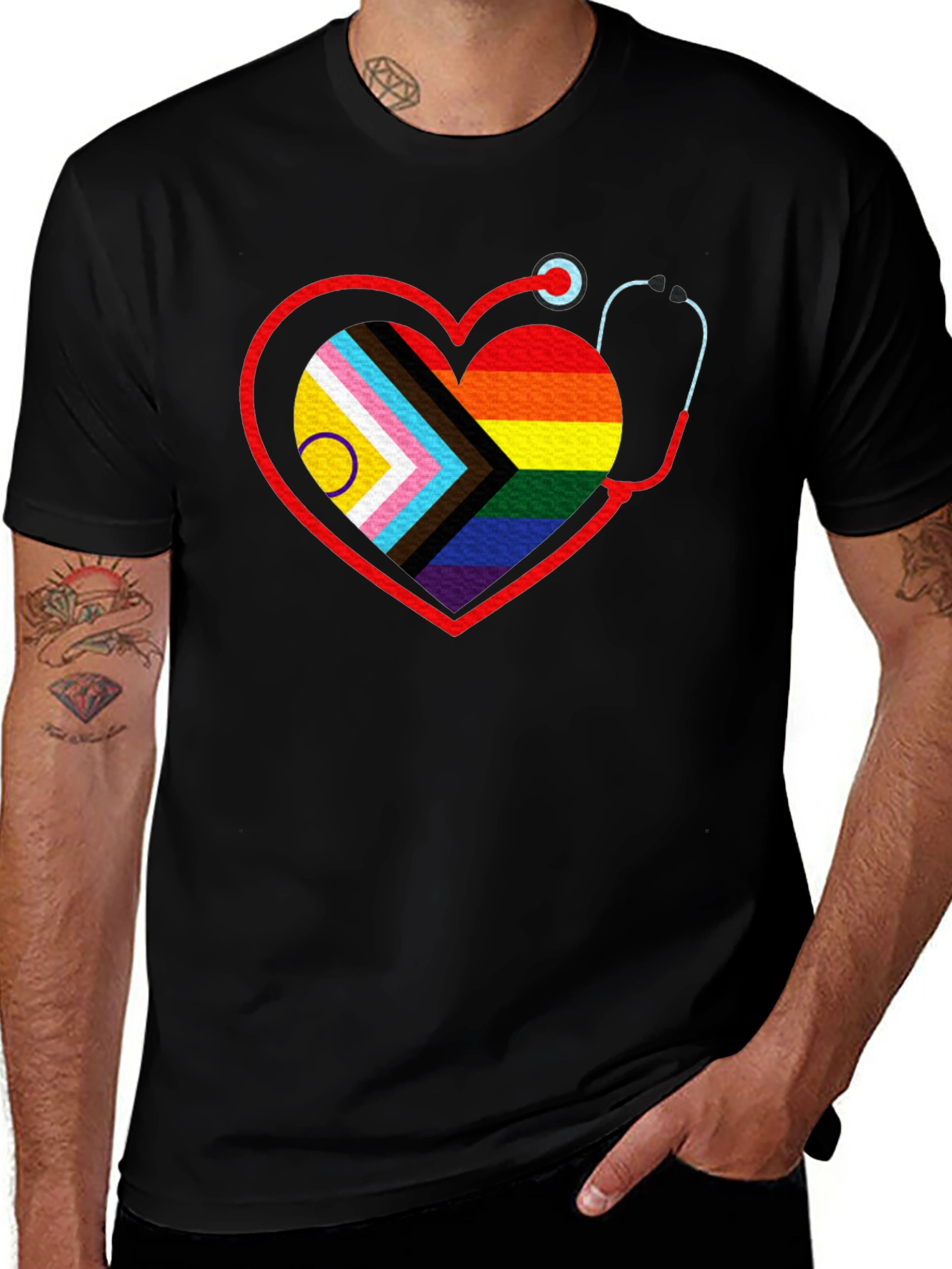 LGBTQ+ Pride Stethoscope Heart Tee