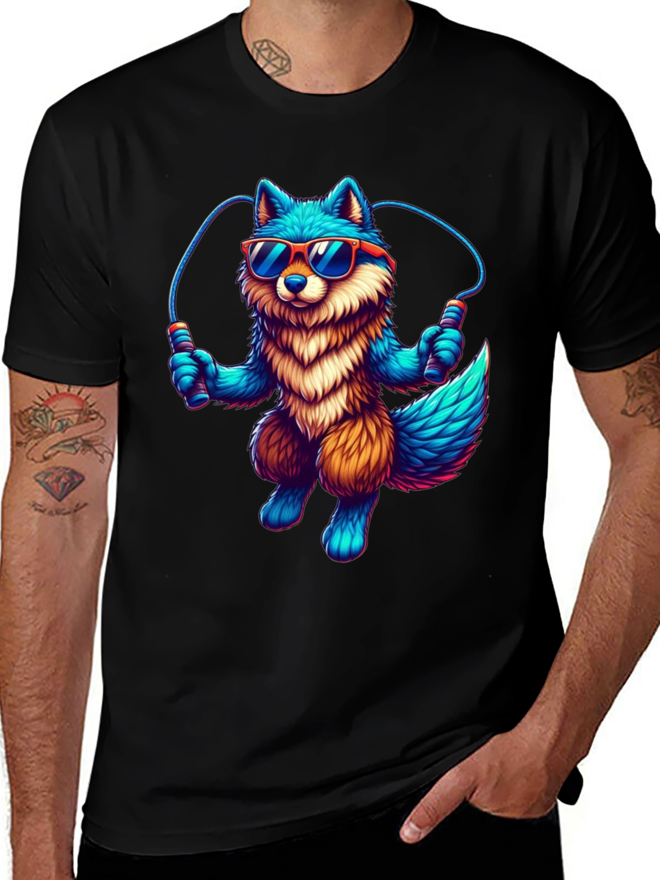 Funky Fox Jumping Rope Graphic T-Shirt
