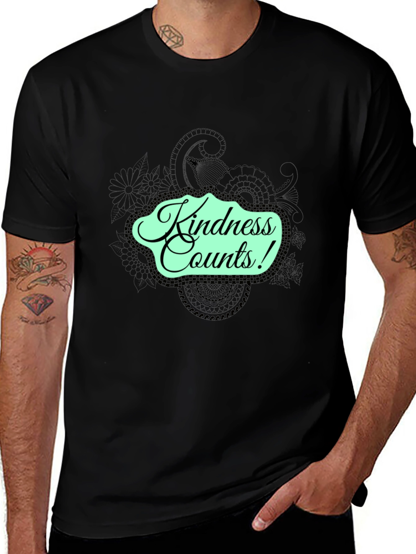 Variant 7 of Kindness Counts Black Graphic Tee