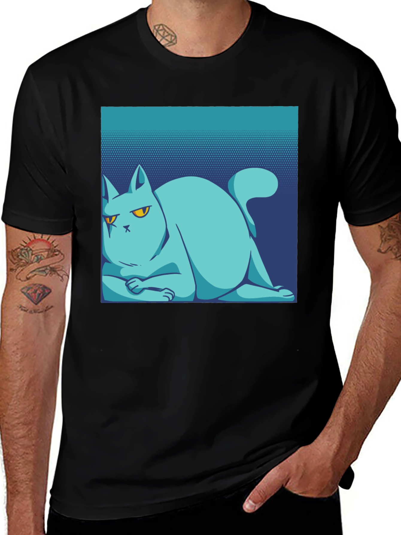 Variant 20 of Cool Cat Tee: Black Cotton T-Shirt with Unique Graphic