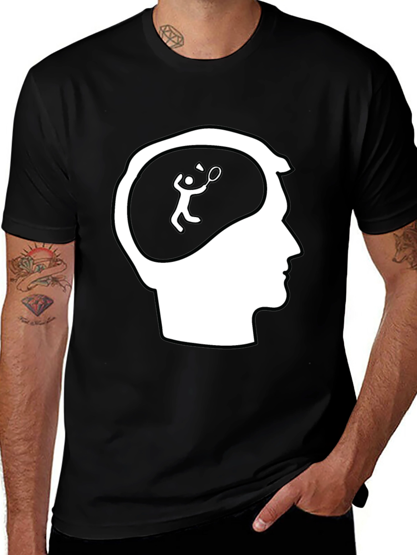 Variant 8 of Badminton Brain Black T-Shirt