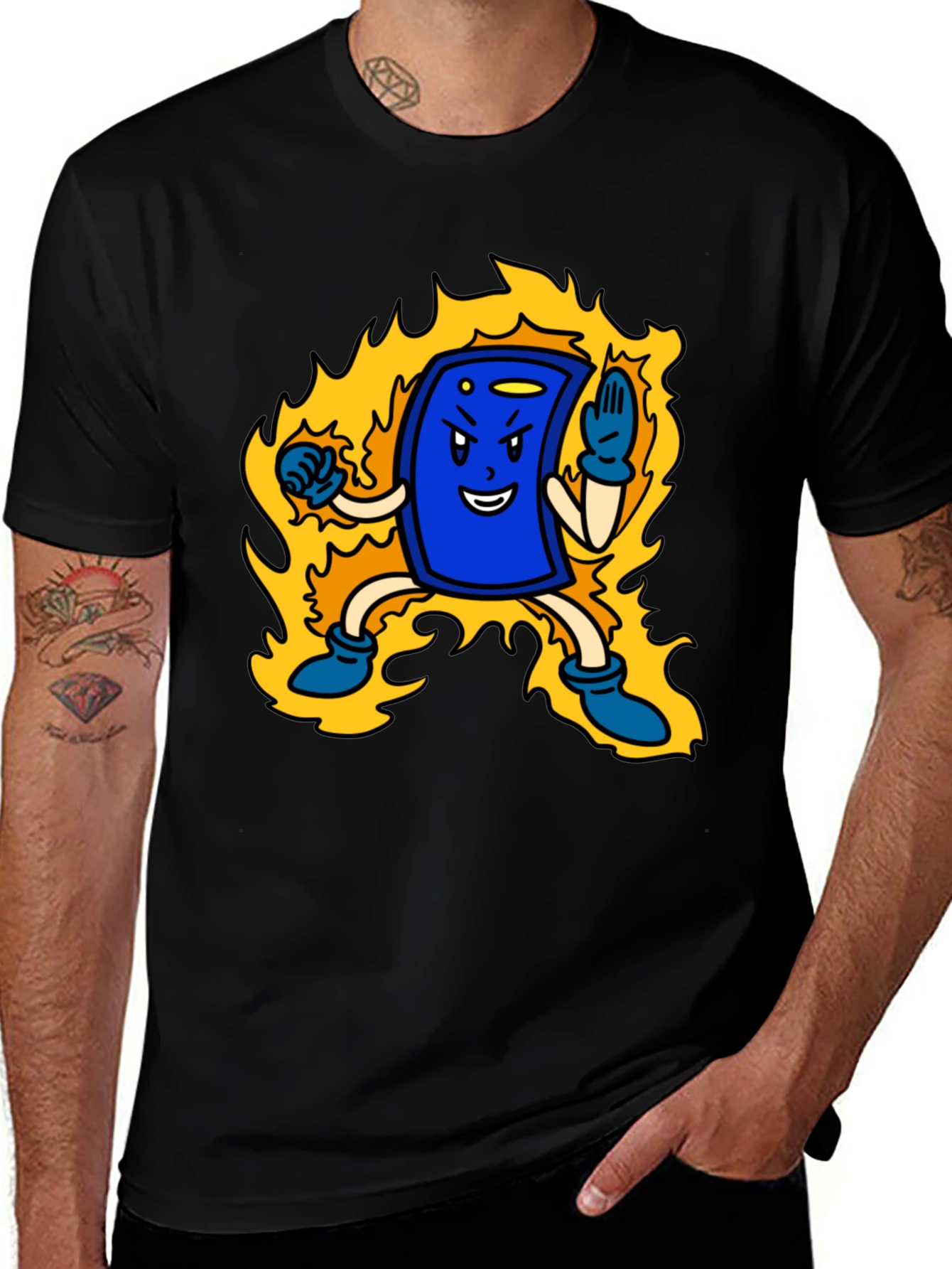 Variant 4 of Fiery Blue Game Card Graphic Tee