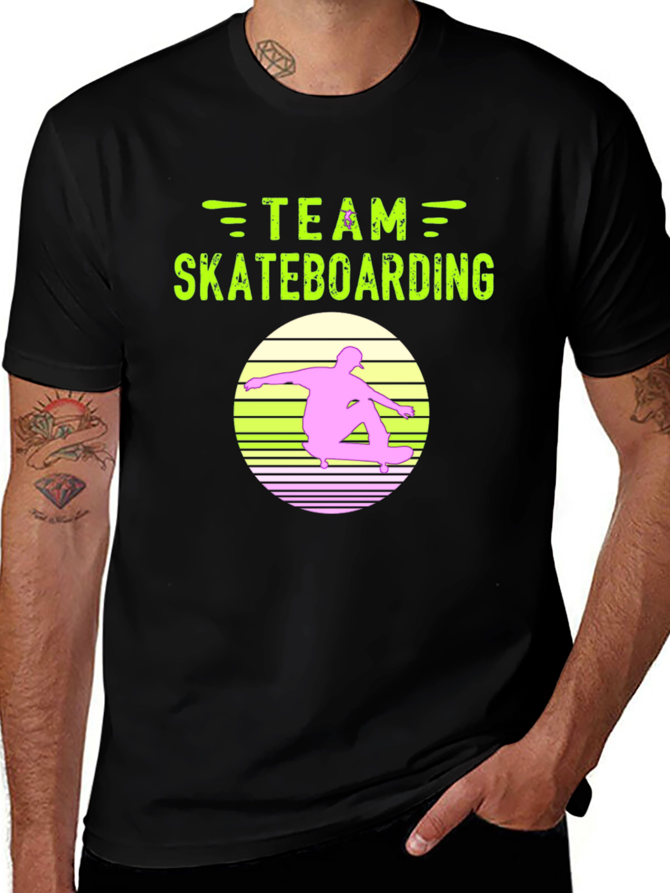 Variant 4 of Team Skateboarding Graphic Tee - Black