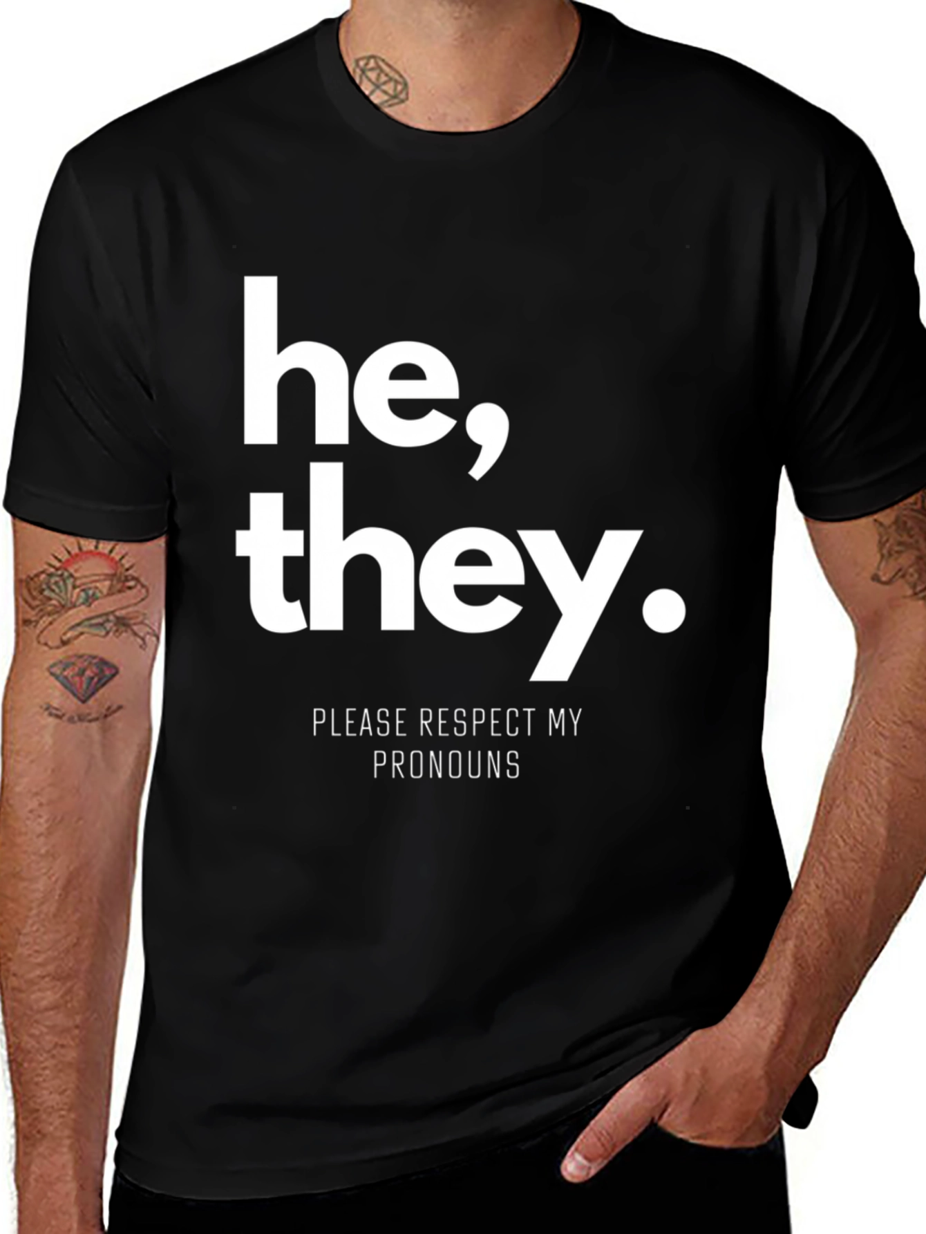 Variant 13 of Pronoun Respect T-Shirt - He, They