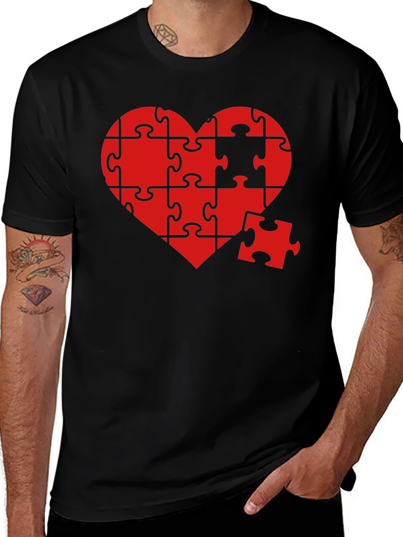 Variant 9 of Heart Puzzle Piece Graphic T-Shirt