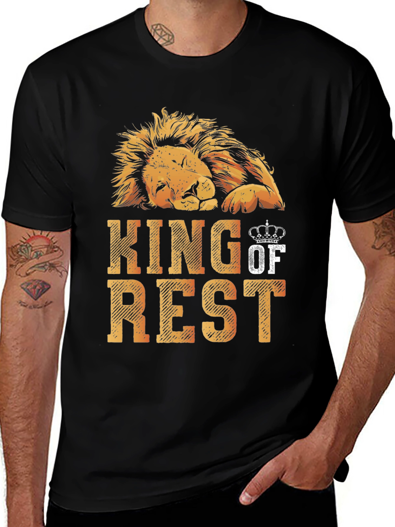 Variant 15 of King of Rest Lion Graphic Black T-Shirt