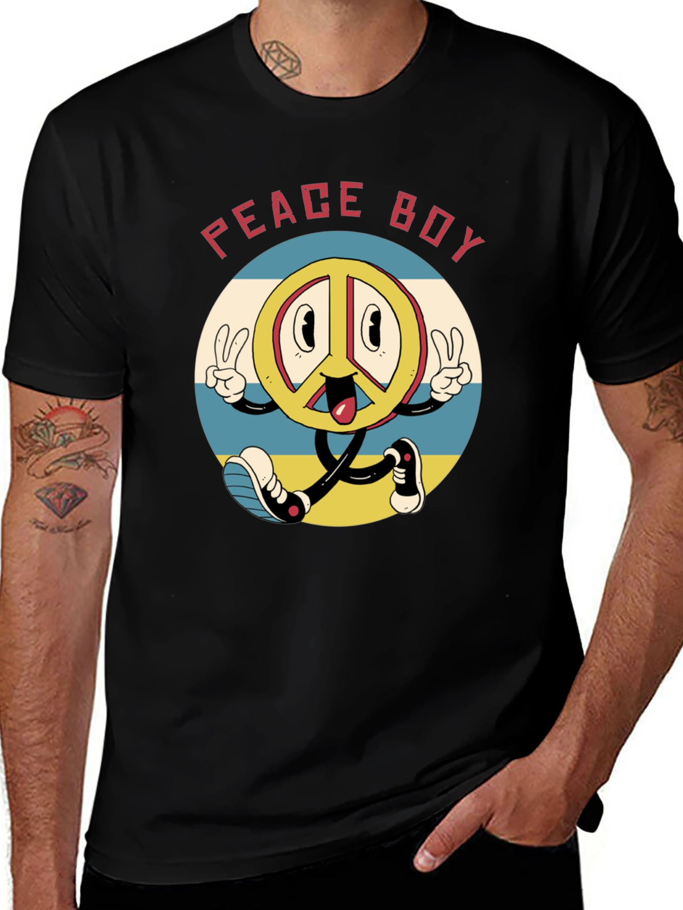 Variant 21 of Peace Boy Graphic Tee - Retro Cartoon Style