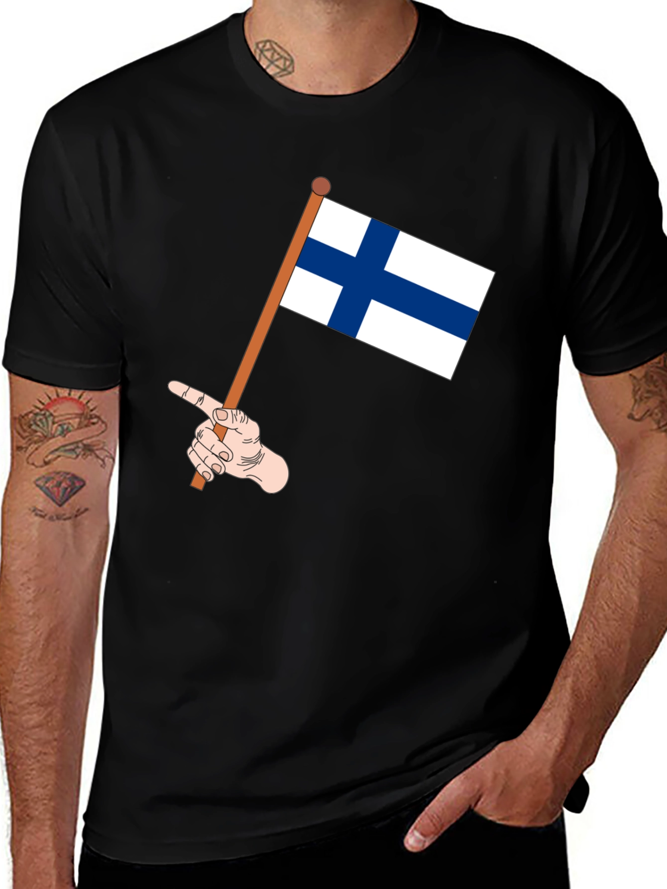 Finland Flag T-Shirt - Black