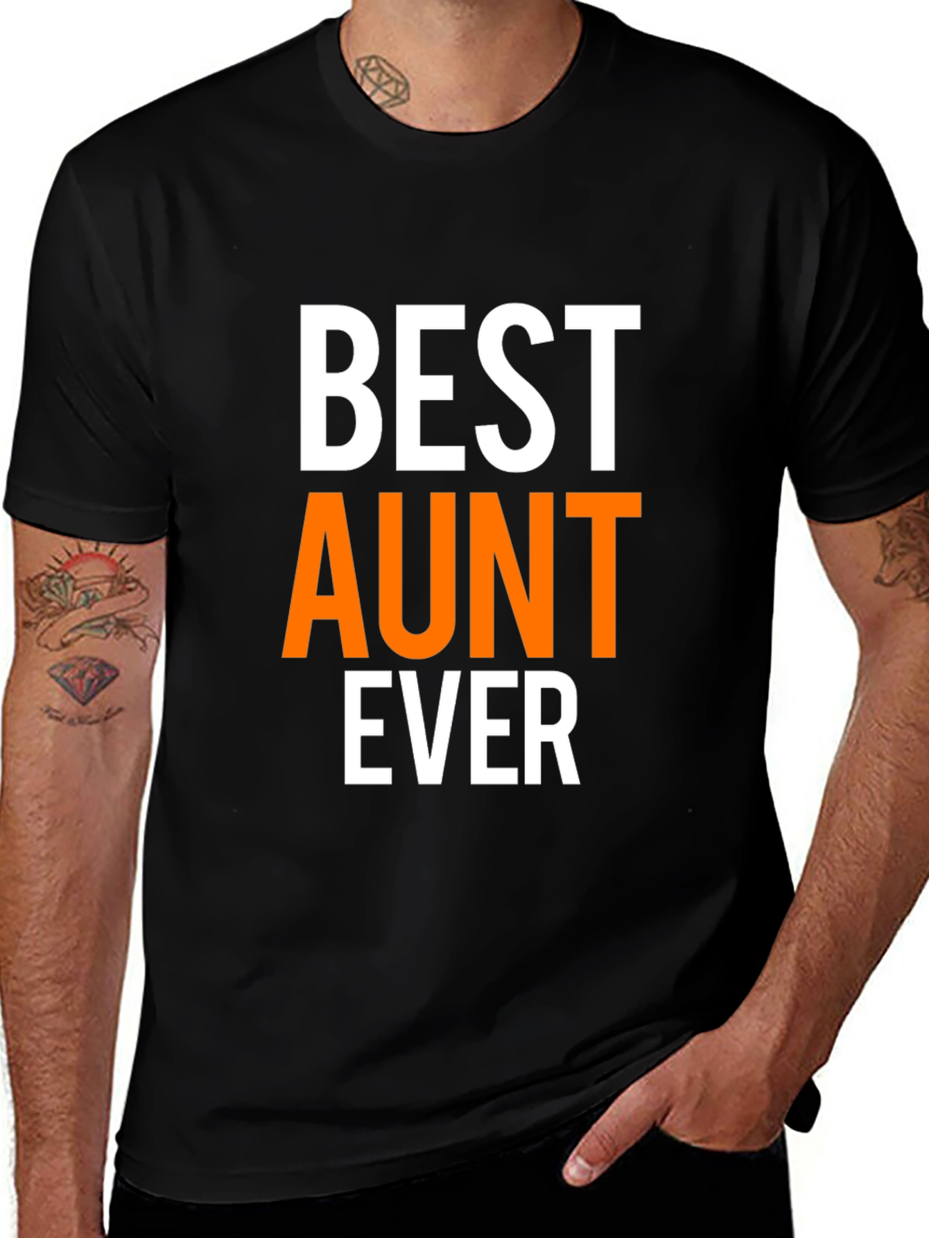Variant 27 of Best Aunt Ever Graphic T-Shirt - Black Crew Neck