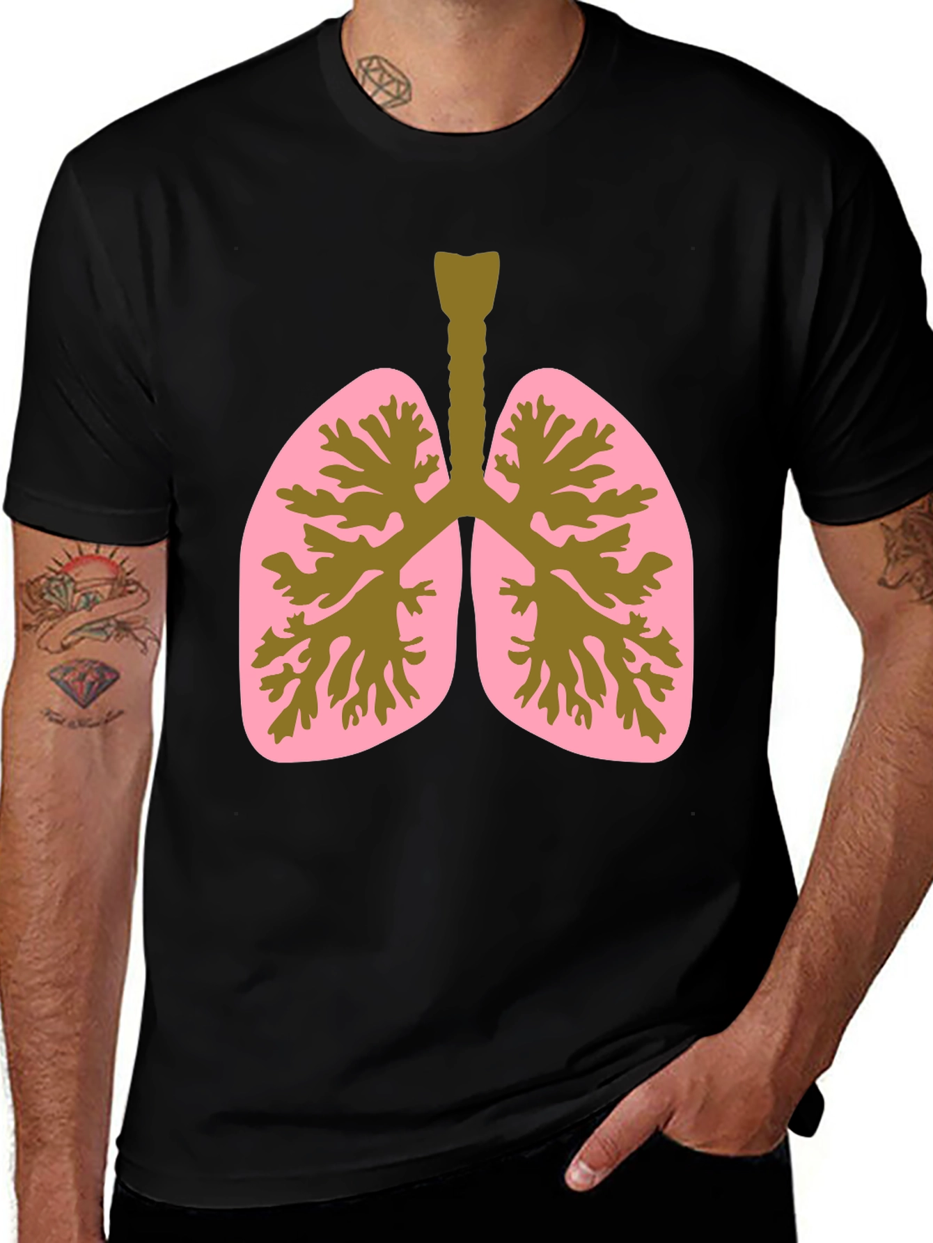 Anatomical Lungs Graphic Tee - Black Cotton Shirt