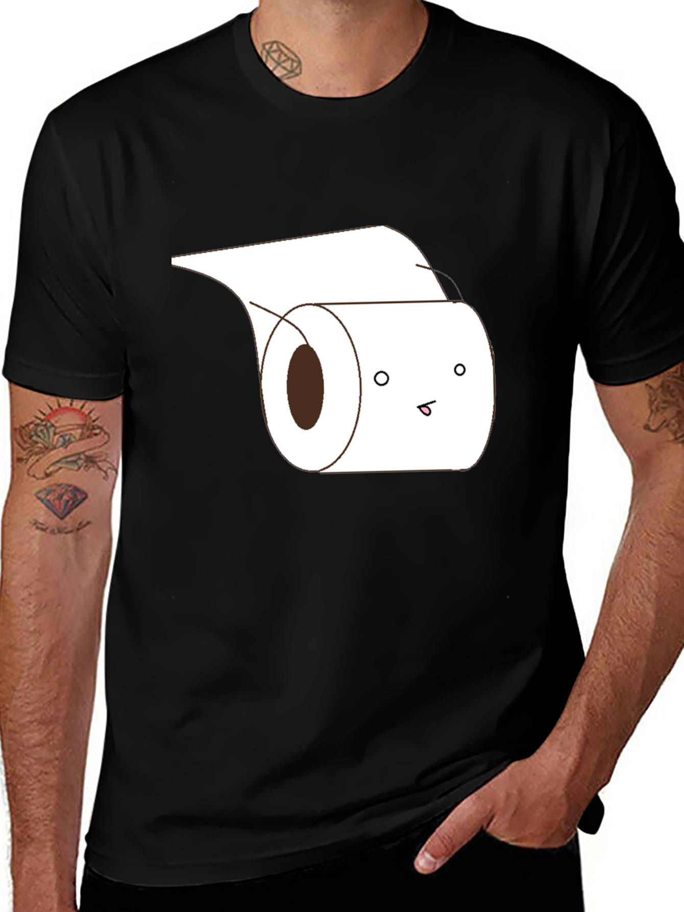Variant 19 of Funny Toilet Paper Roll Graphic Tee - Black