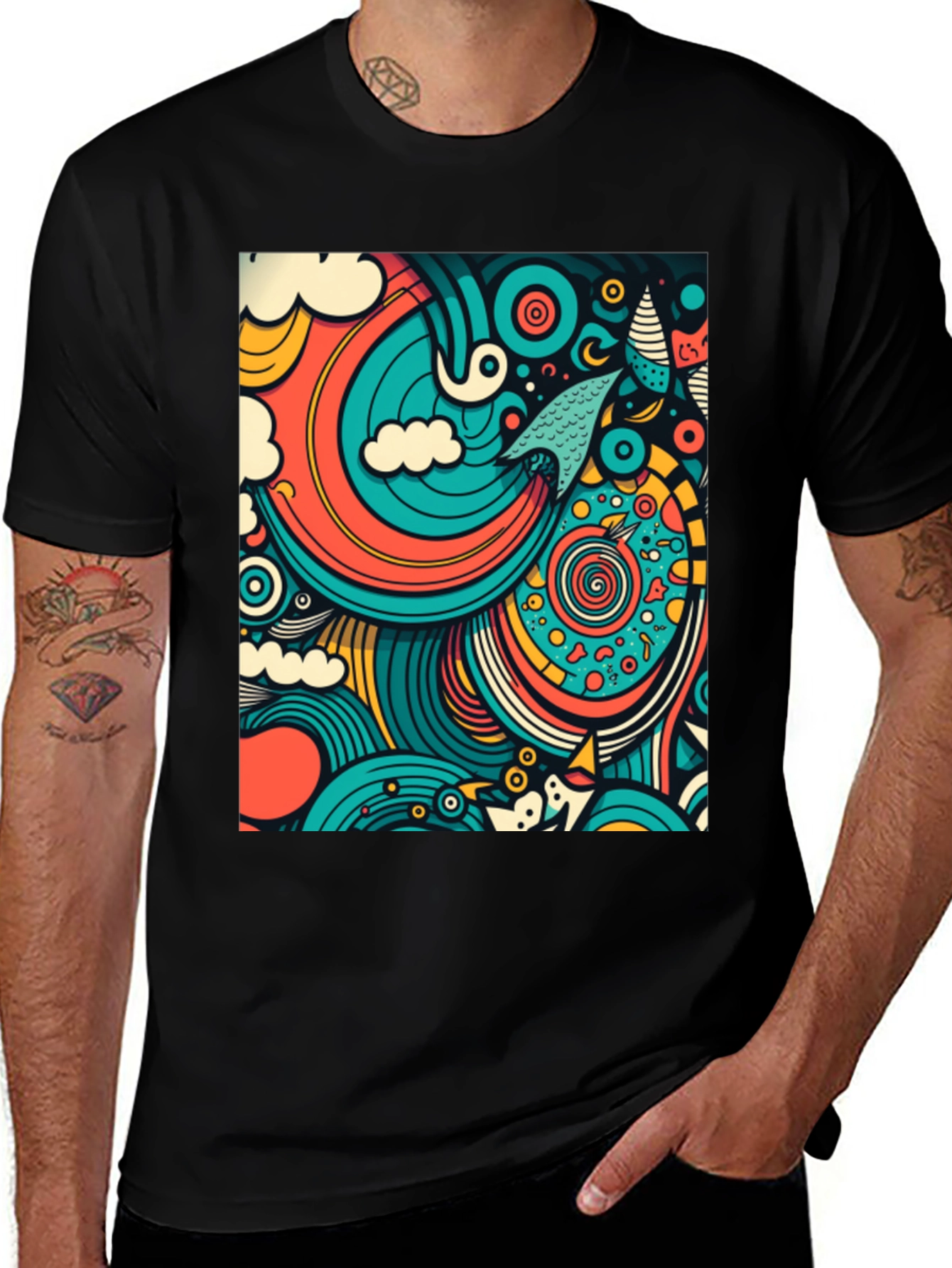 Variant 5 of Abstract Art Graphic Tee - Modern Design Comfort