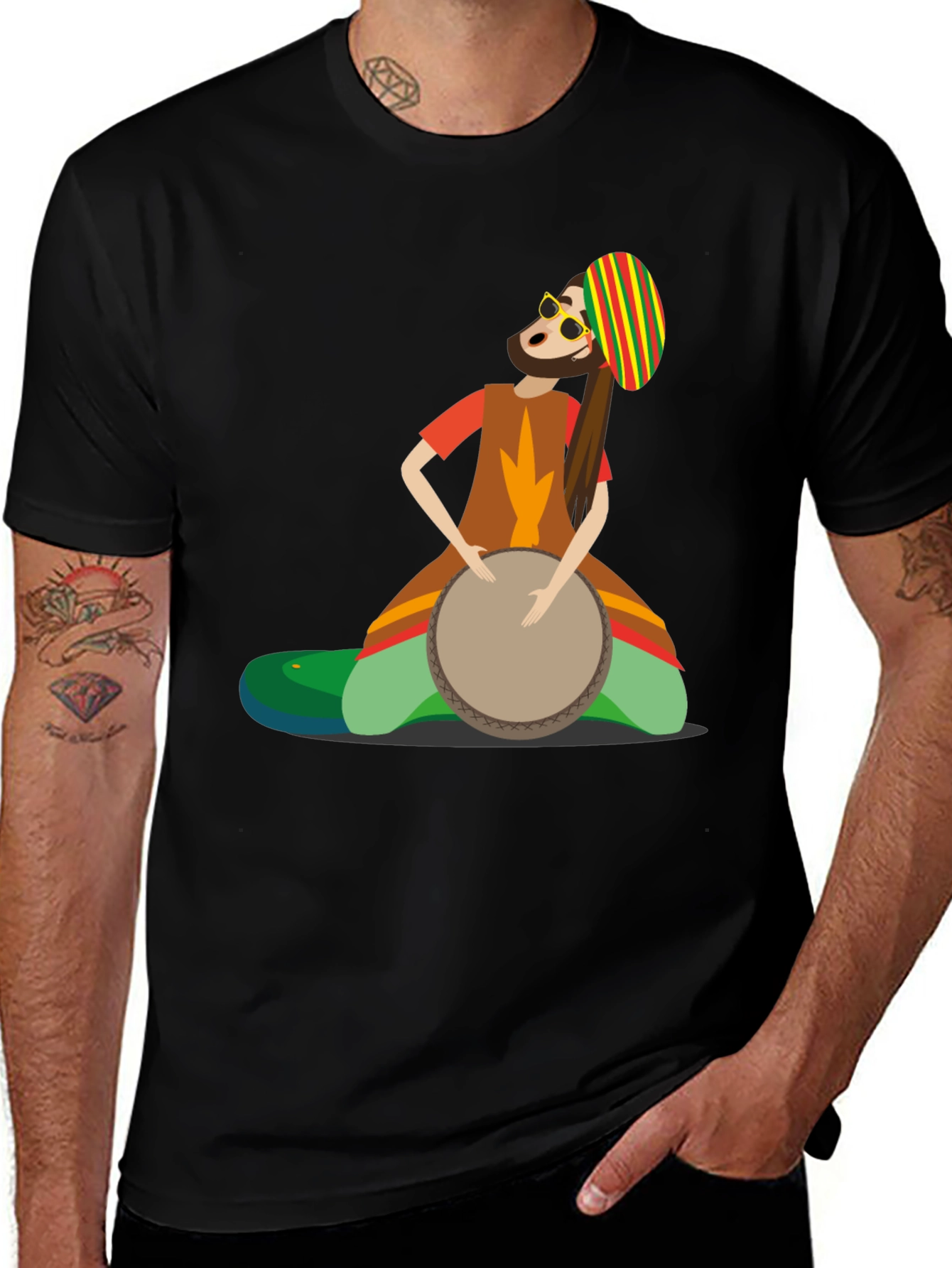 Rasta Drummer T-Shirt - Cool Graphic Tee