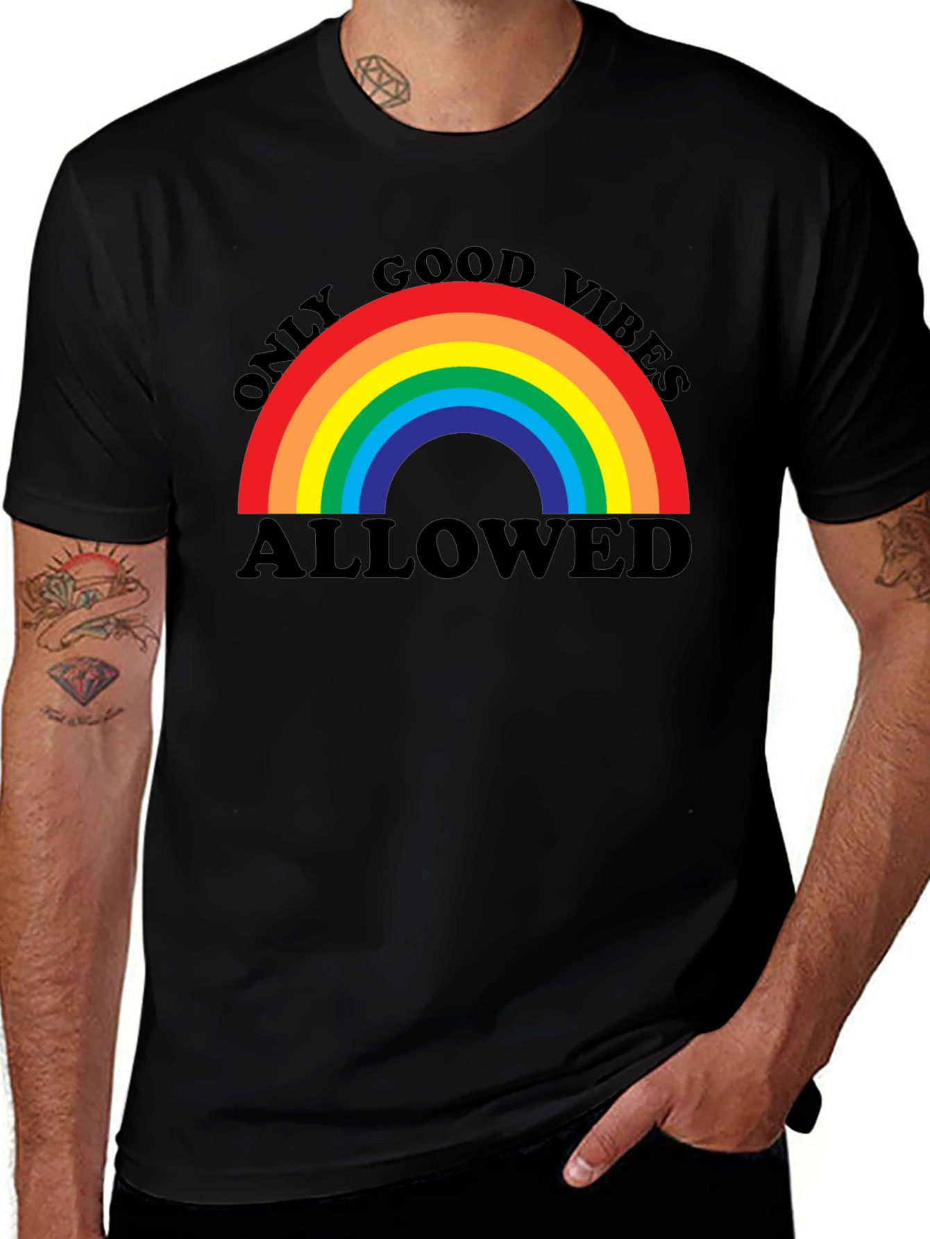 Variant 7 of Good Vibes Only Rainbow T-Shirt