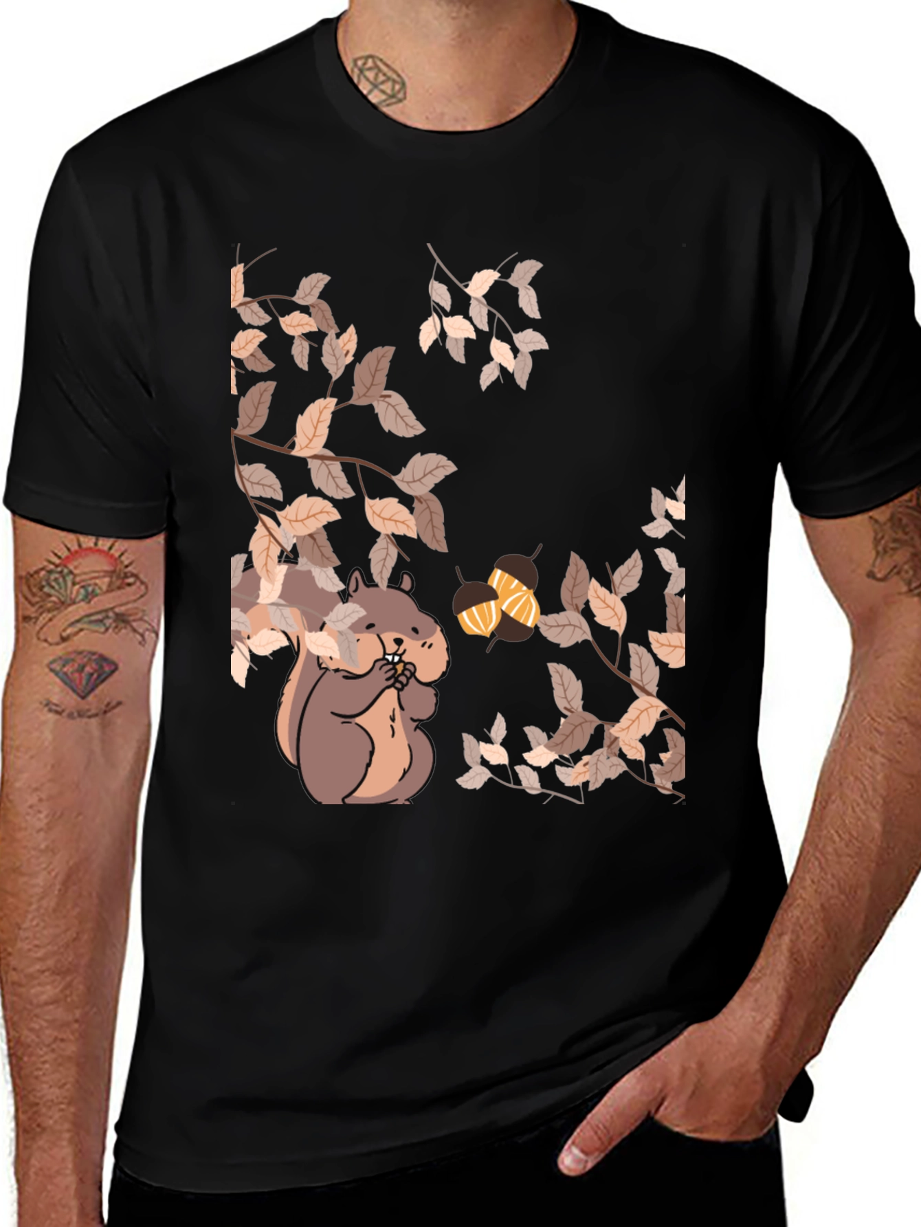 Variant 19 of Squirrel & Acorns Black T-Shirt