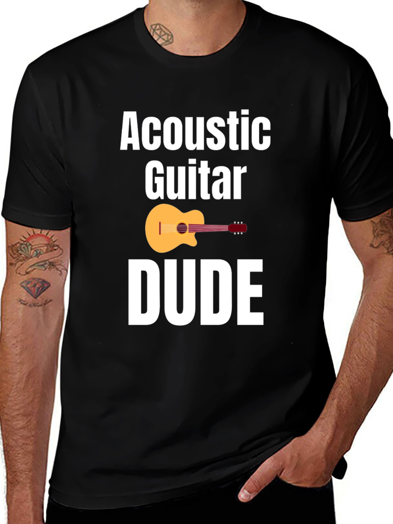 Variant 11 of Acoustic Guitar Dude Graphic Tee - Black T-Shirt