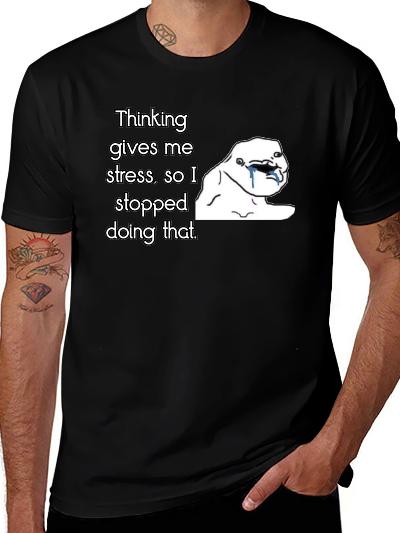 Variant 3 of Thinking Gives Me Stress T-Shirt
