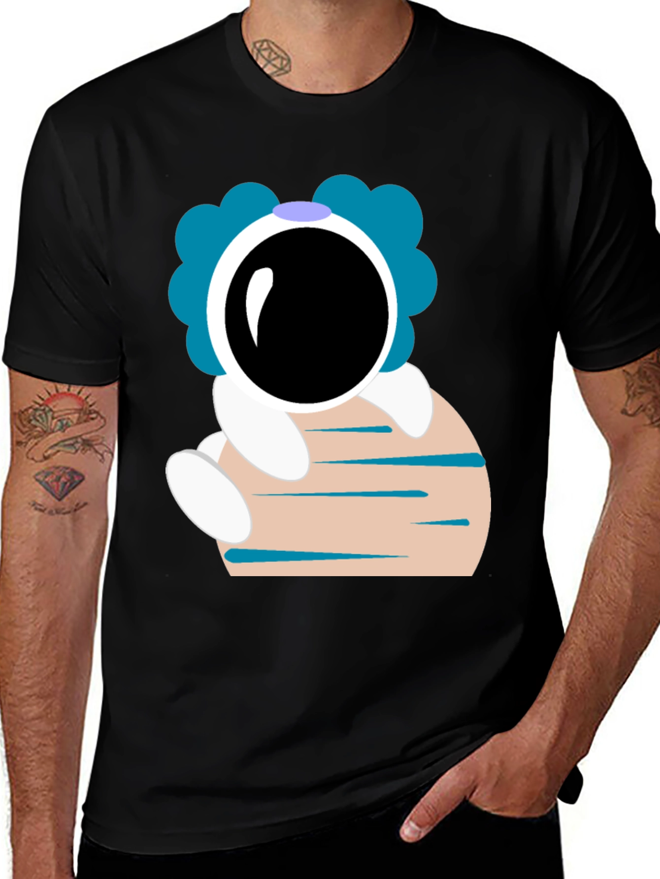 Variant 4 of Astronaut Cartoon T-Shirt - Black Graphic Tee