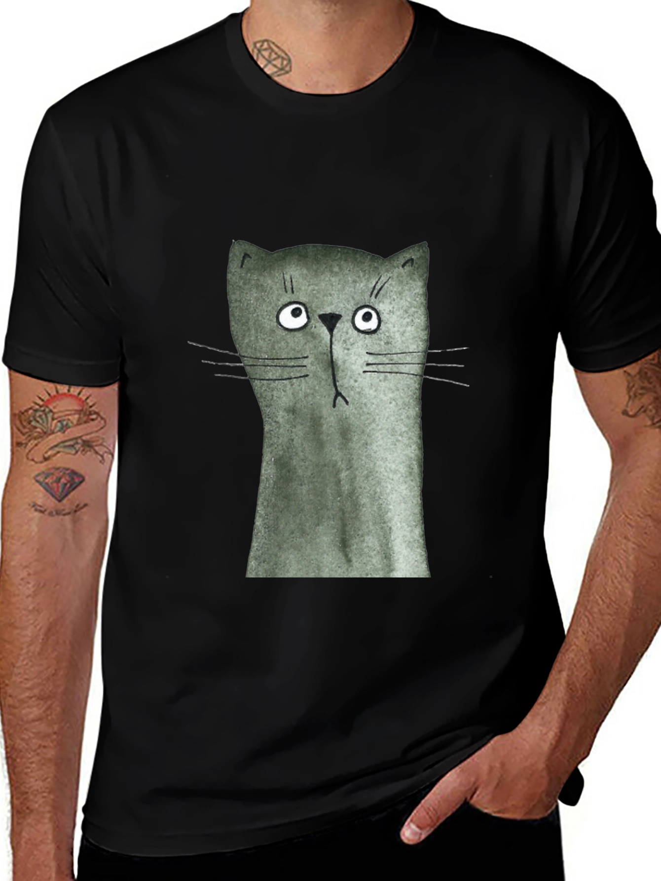 Variant 5 of Funny Cat Graphic Print T-Shirt