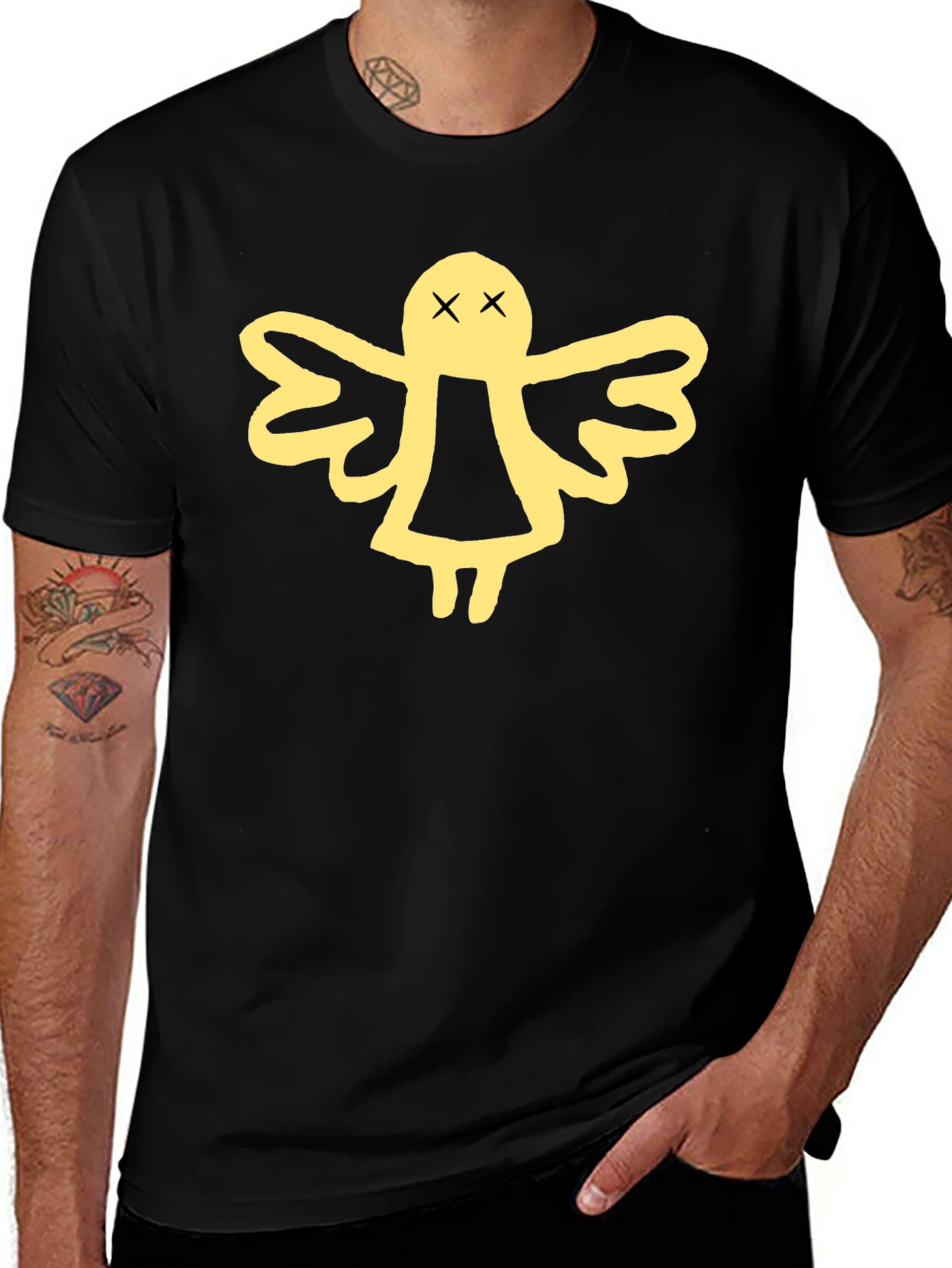 Variant 15 of Black T-Shirt with Angel Graphic