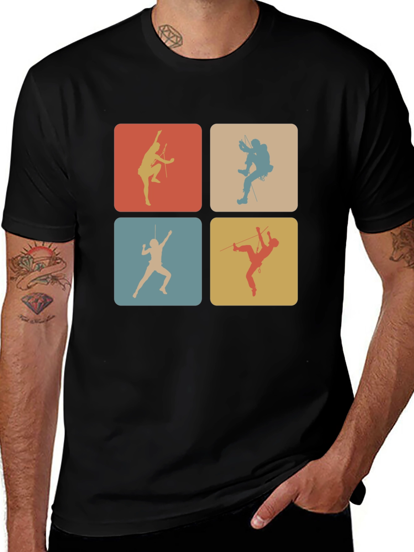 Variant 28 of Retro Climbing Silhouette Graphic T-Shirt