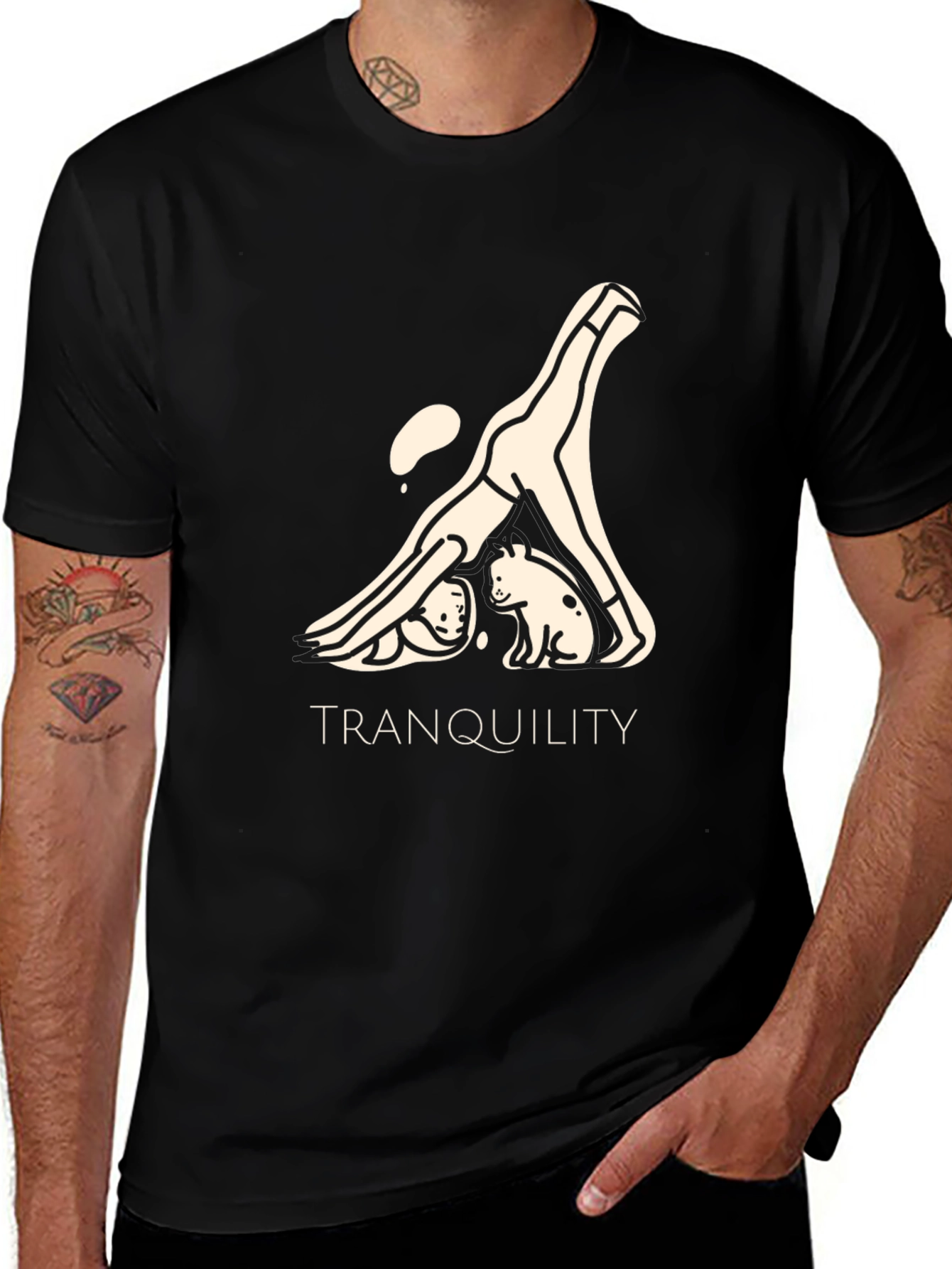 Variant 15 of Tranquility Yoga Graphic Black T-Shirt