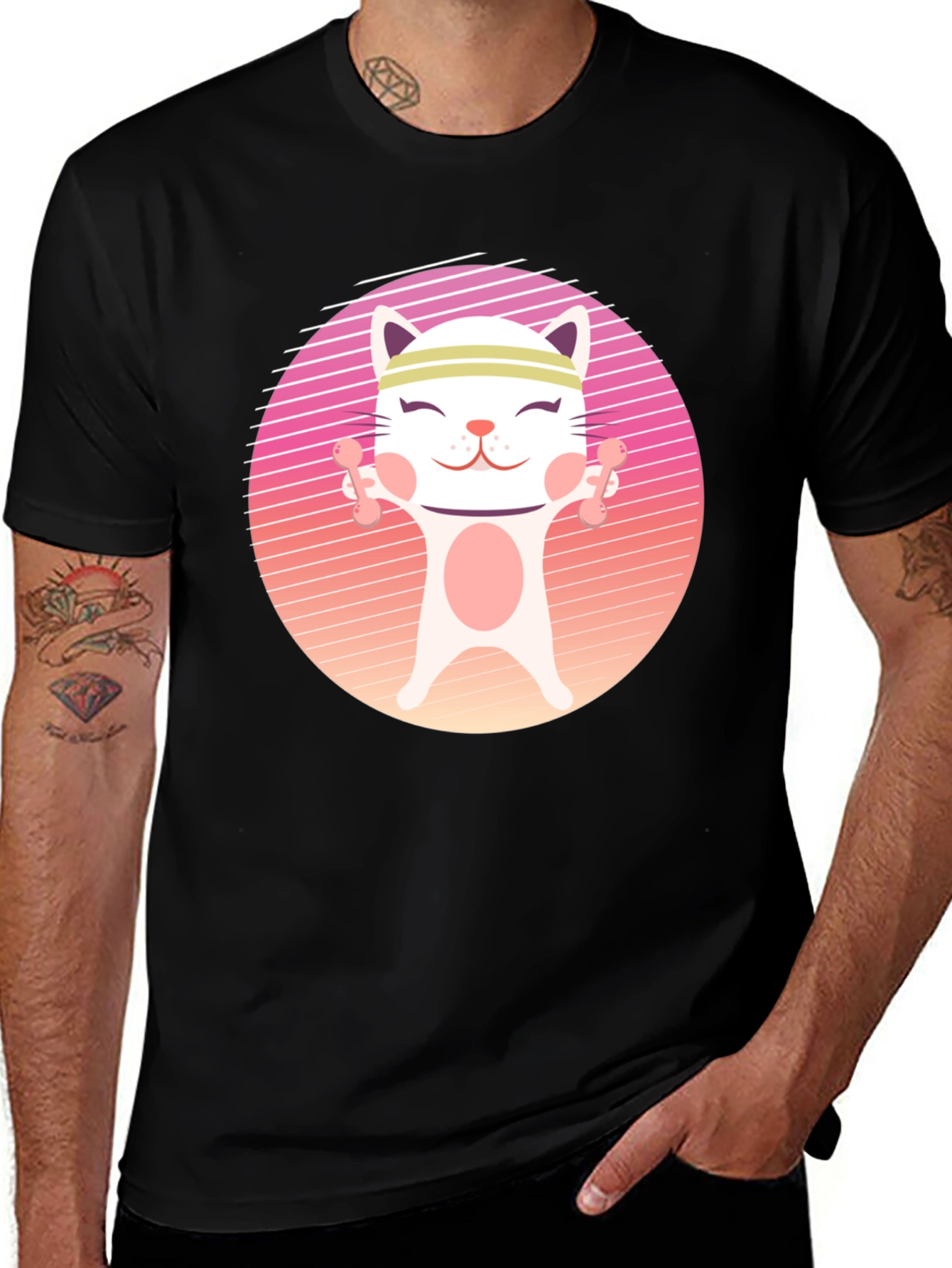 Variant 20 of Workout Cat T-Shirt - Fitness Kitten Tee