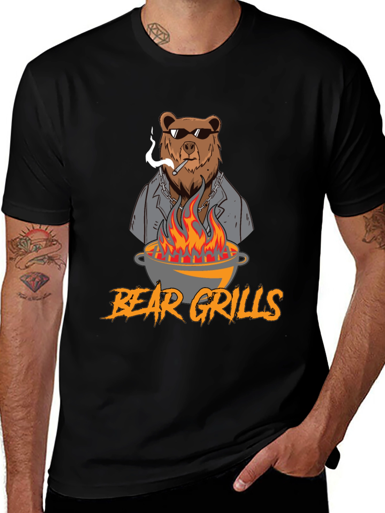 Variant 8 of Bear Grills Graphic T-Shirt - BBQ Humor Tee
