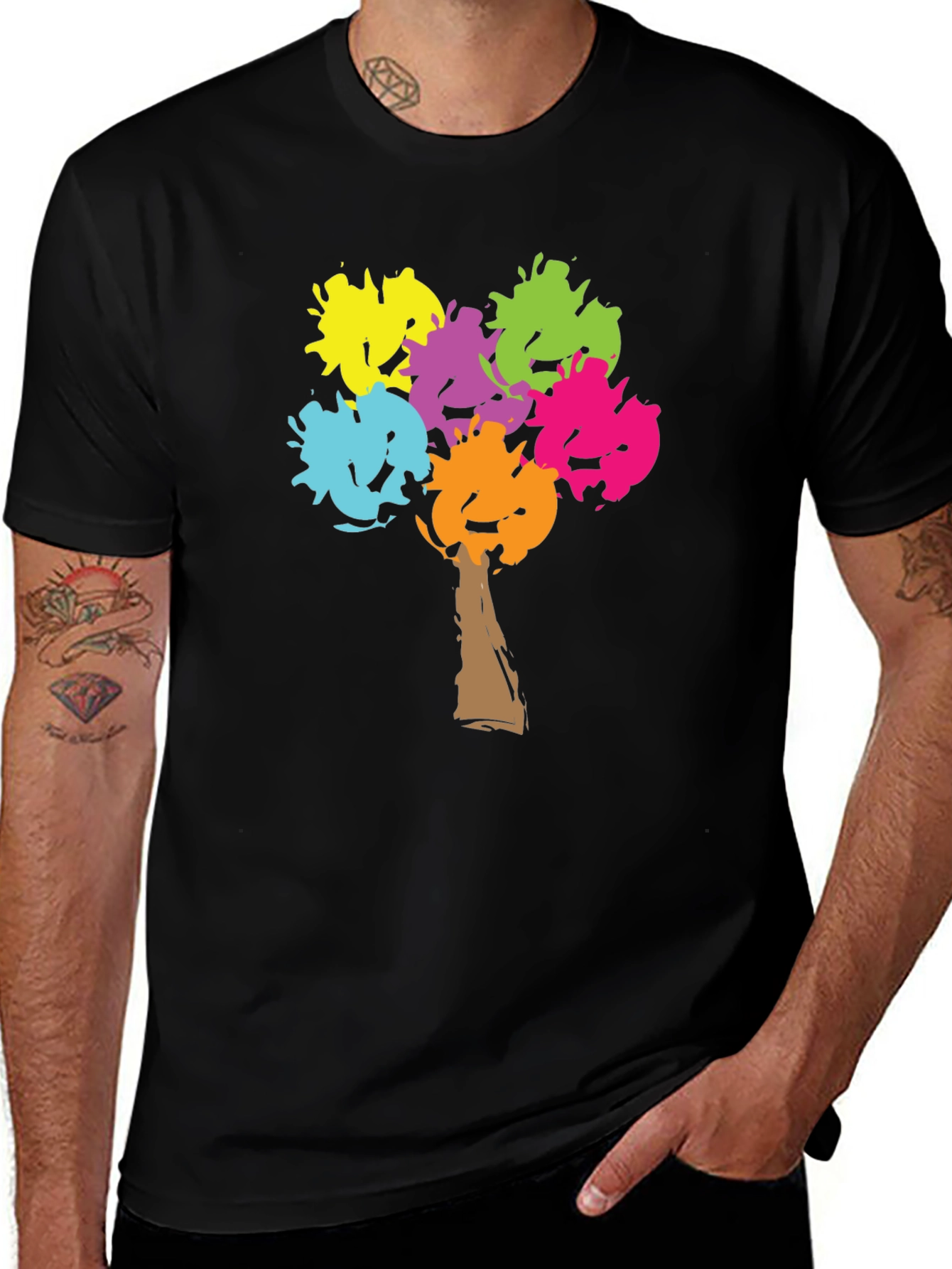 Variant 5 of Colorful Splatter Tree Graphic T-Shirt