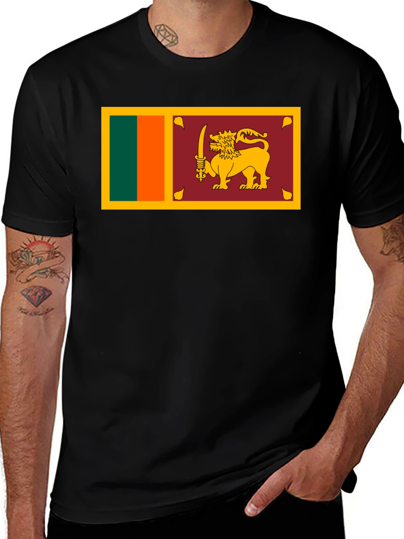 Variant 27 of Sri Lanka Flag T-Shirt - Black
