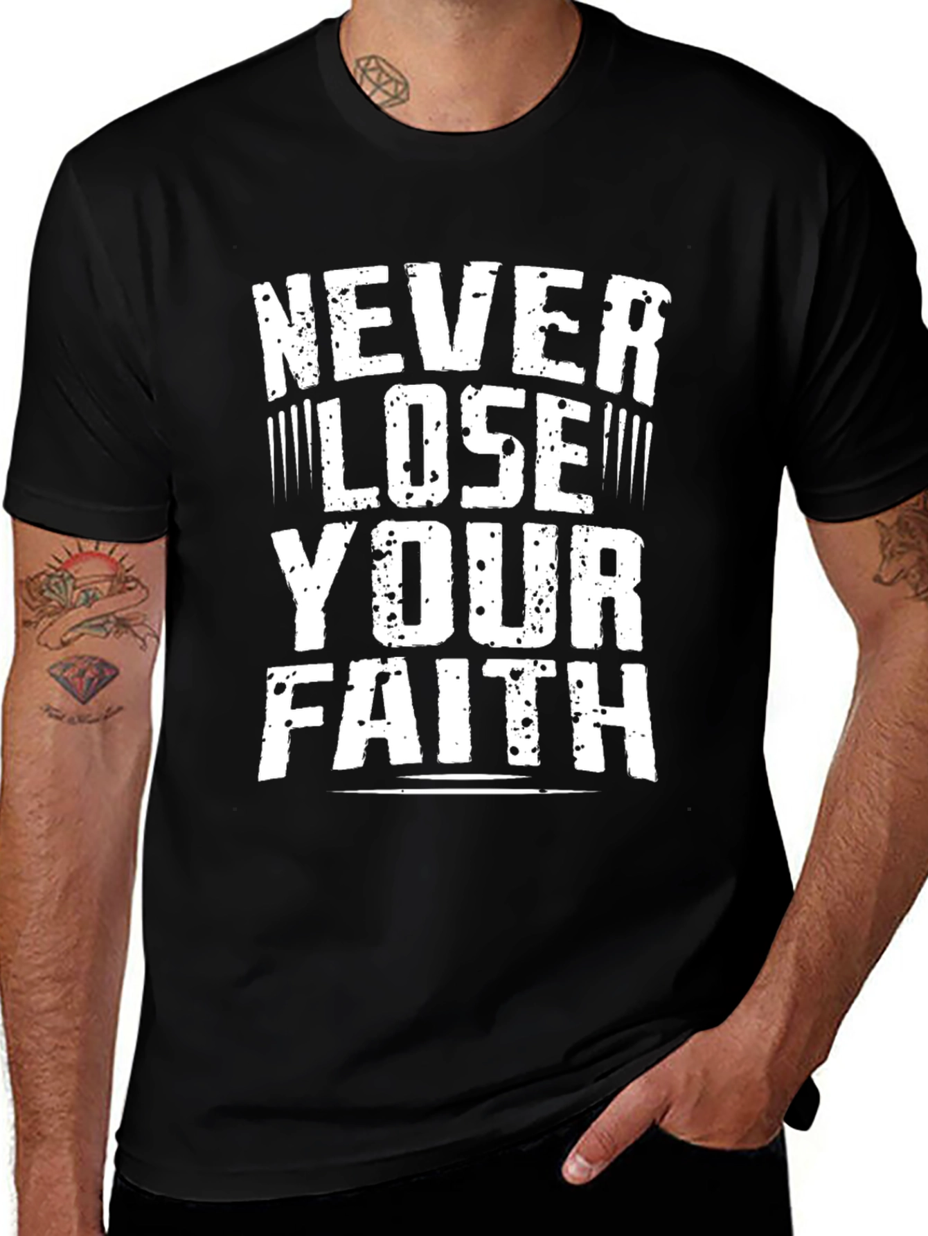 Variant 26 of Never Lose Your Faith Graphic Tee - Black
