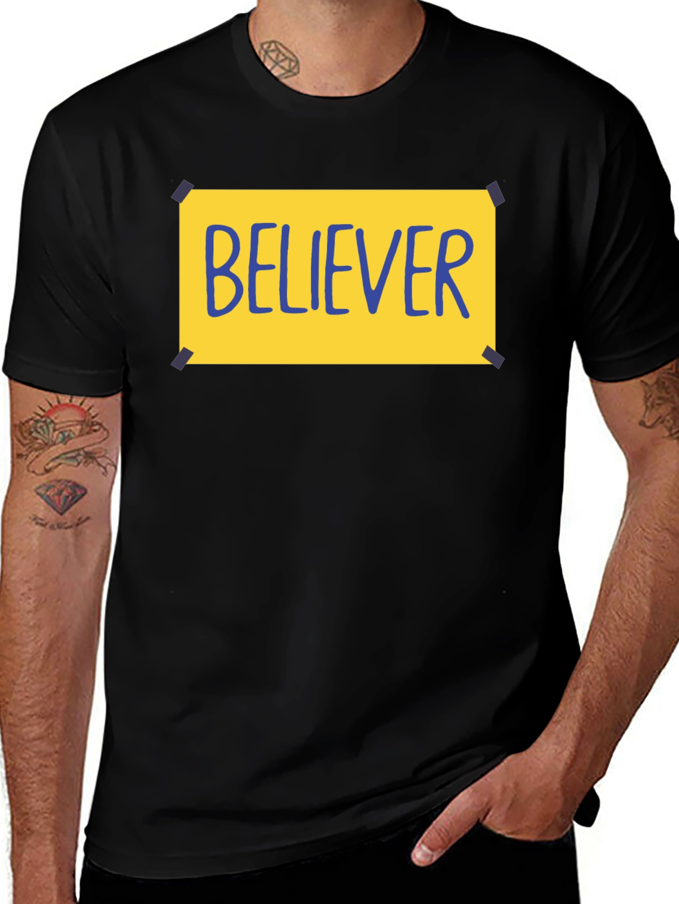 Variant 30 of Believer Graphic Tee - Black Crew Neck T-Shirt