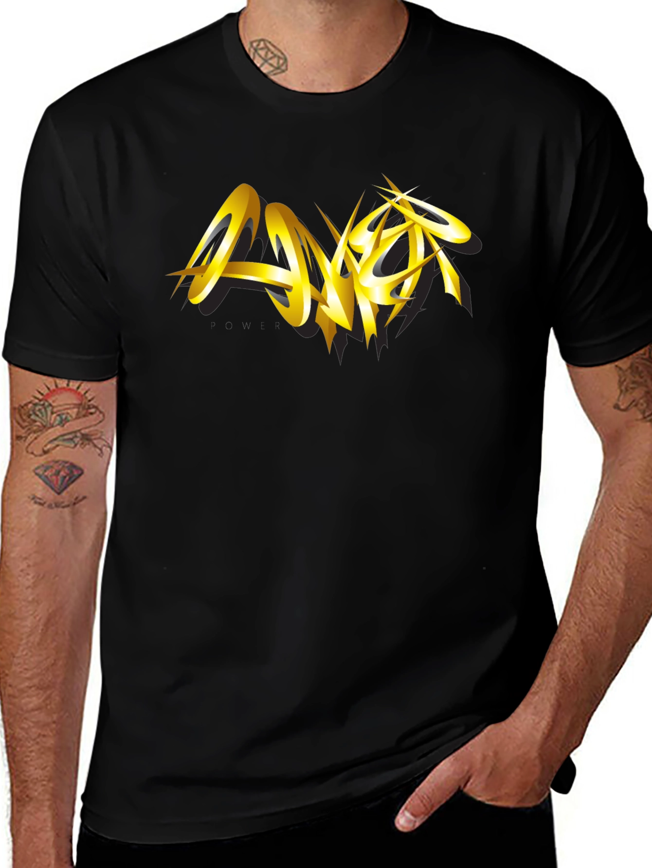 Variant 19 of Men's Black T-Shirt with Gold Abstract Graphic