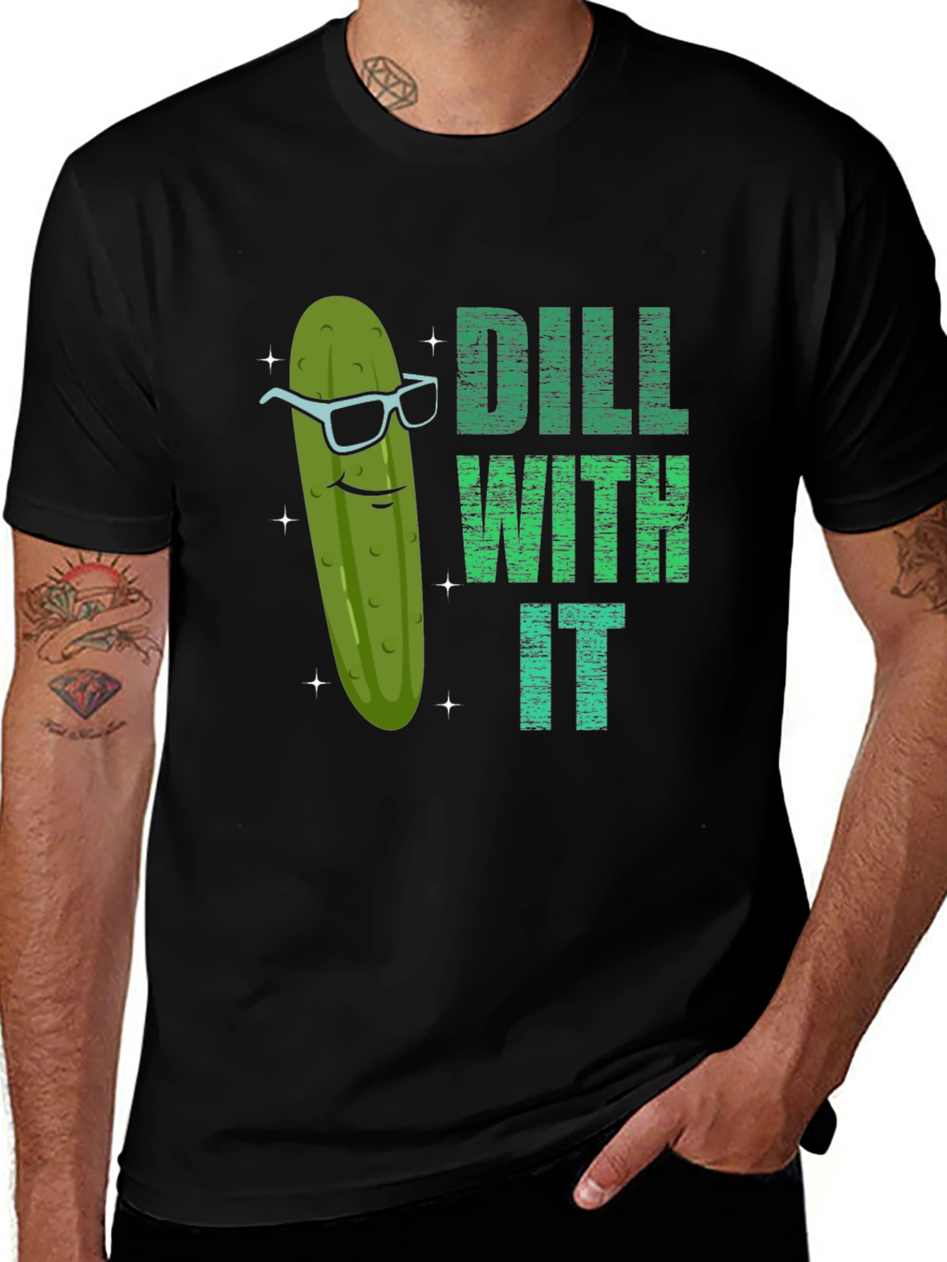 Variant 2 of Dill With It Funny Pickle Graphic T-Shirt
