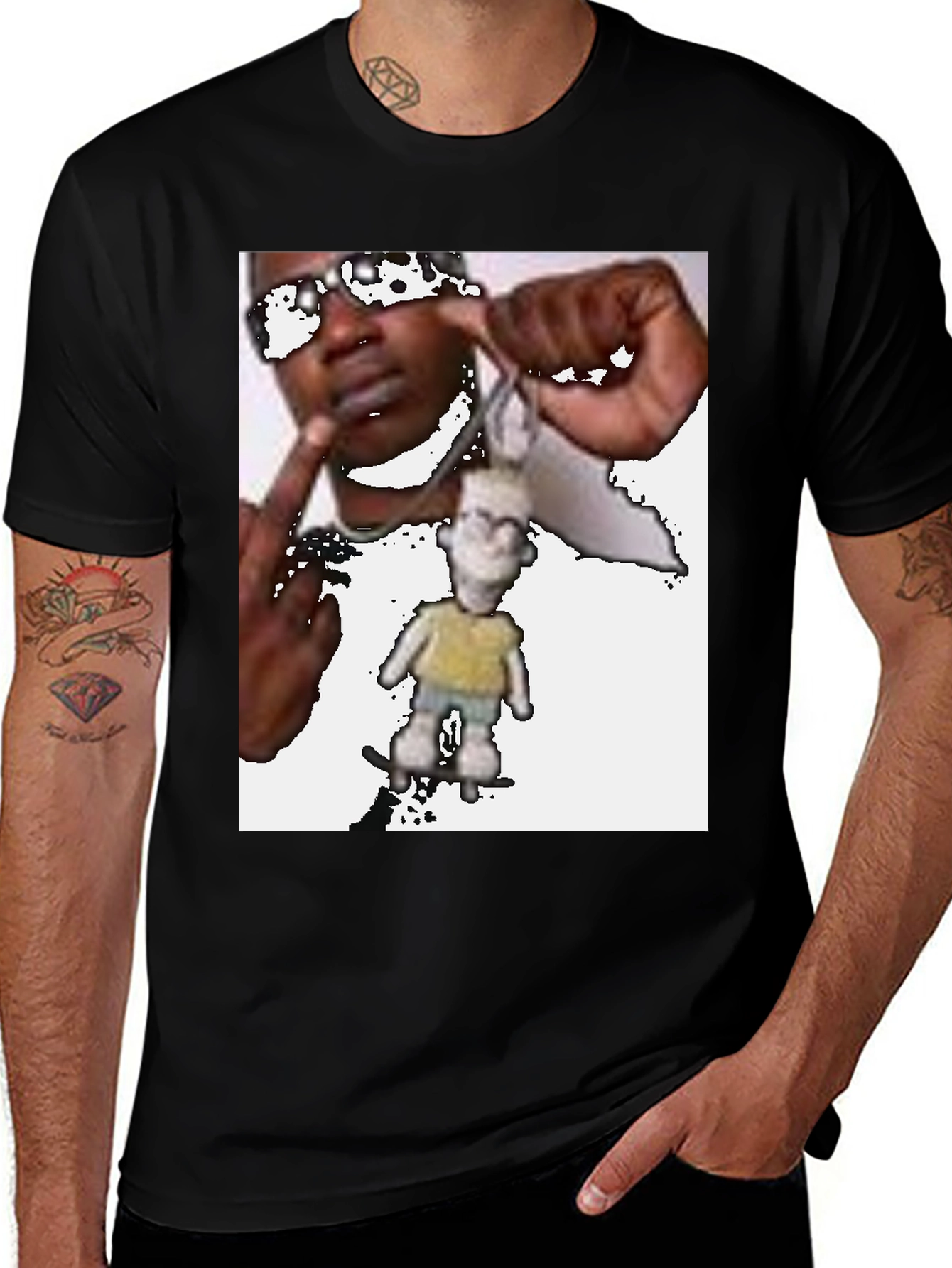 Variant 4 of Novelty Graphic Tee - Man Holding Doll