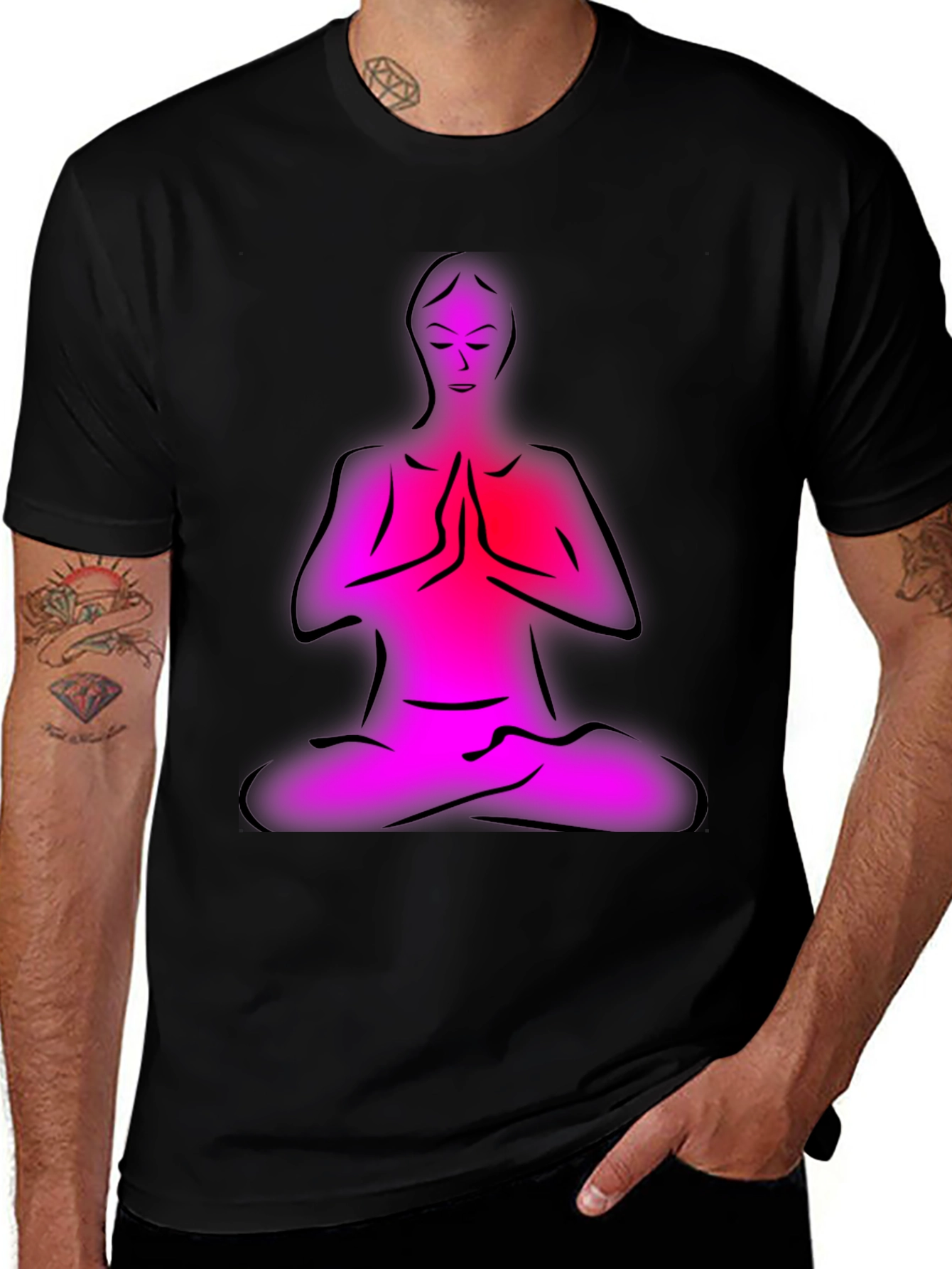 Variant 23 of Yoga Meditation Graphic Black T-Shirt