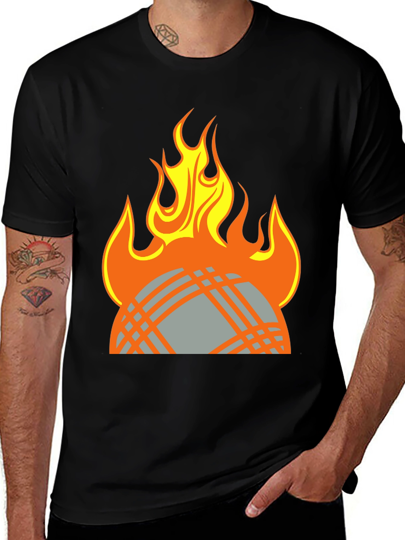 Variant 25 of Fiery Globe Graphic T-Shirt - Black