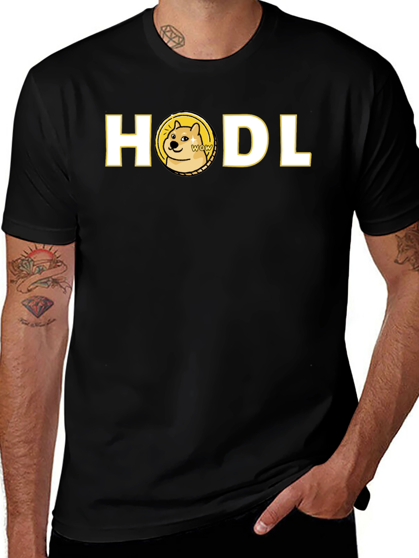 HODL Dogecoin Meme Black T-Shirt
