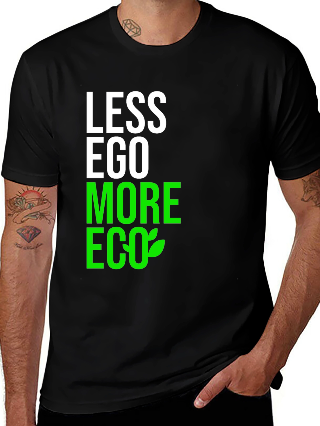 Variant 4 of Eco-Minded Graphic Tee: Less Ego, More Eco - Black