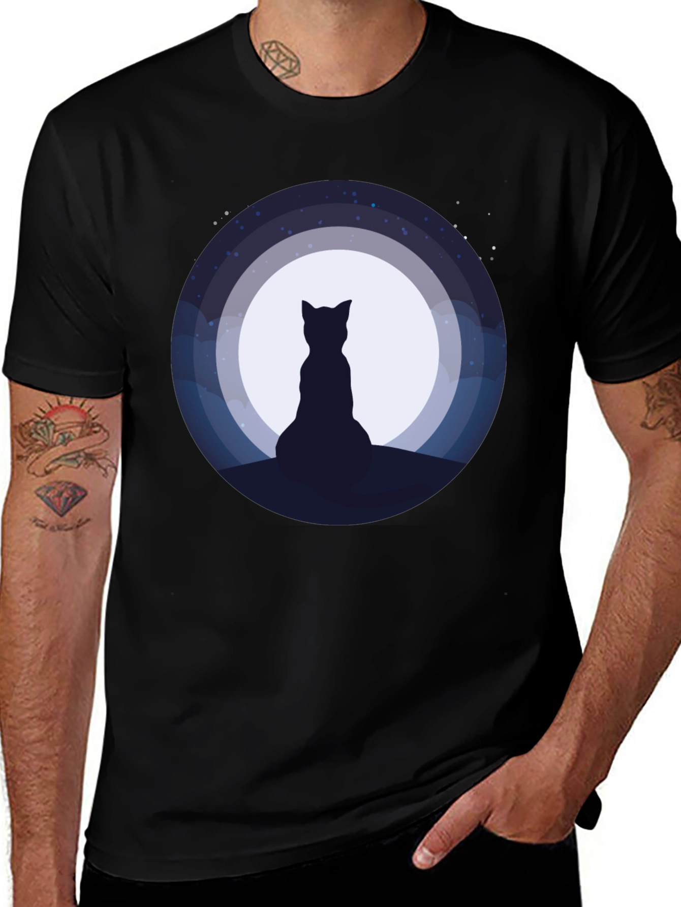 Variant 9 of Moon Gazing Cat T-Shirt