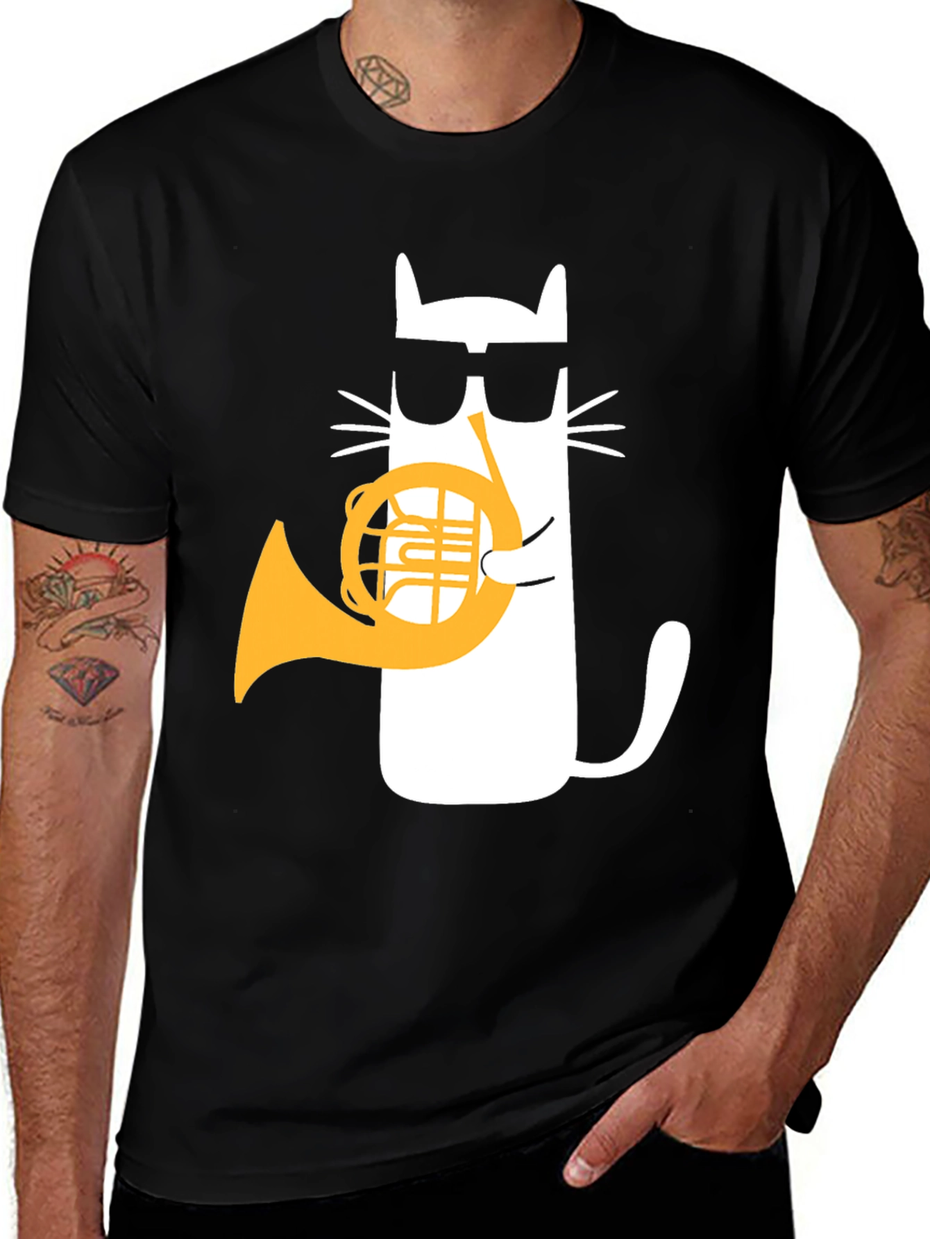 Variant 7 of Cool Cat French Horn Player T-Shirt