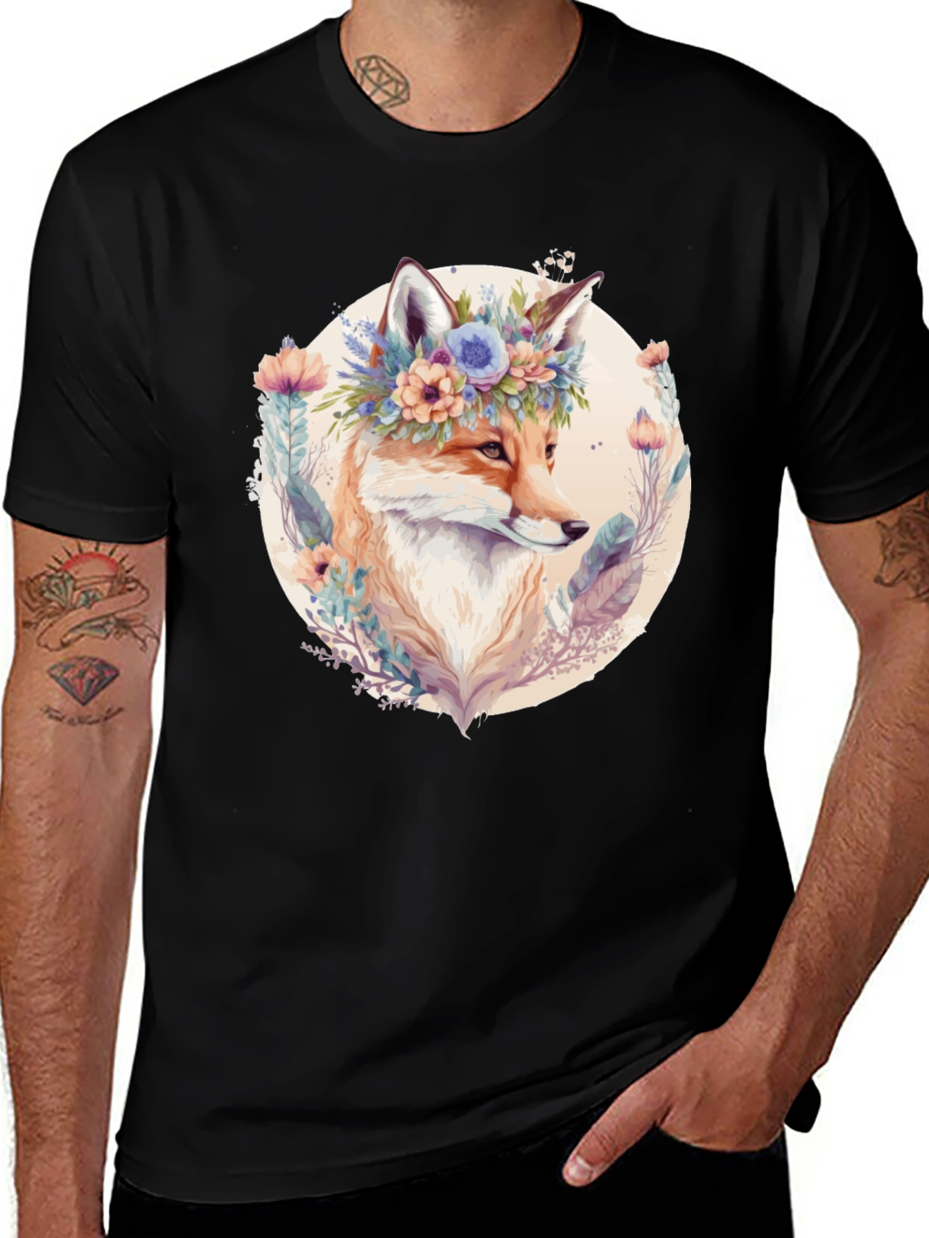 Variant 28 of Floral Fox Graphic Tee - Soft & Stylish