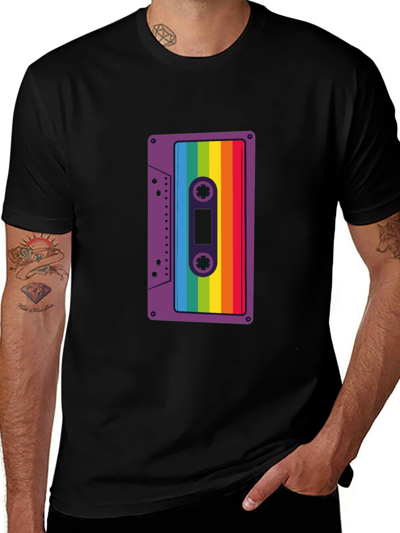 Variant 17 of Retro Rainbow Cassette Tape Graphic Tee