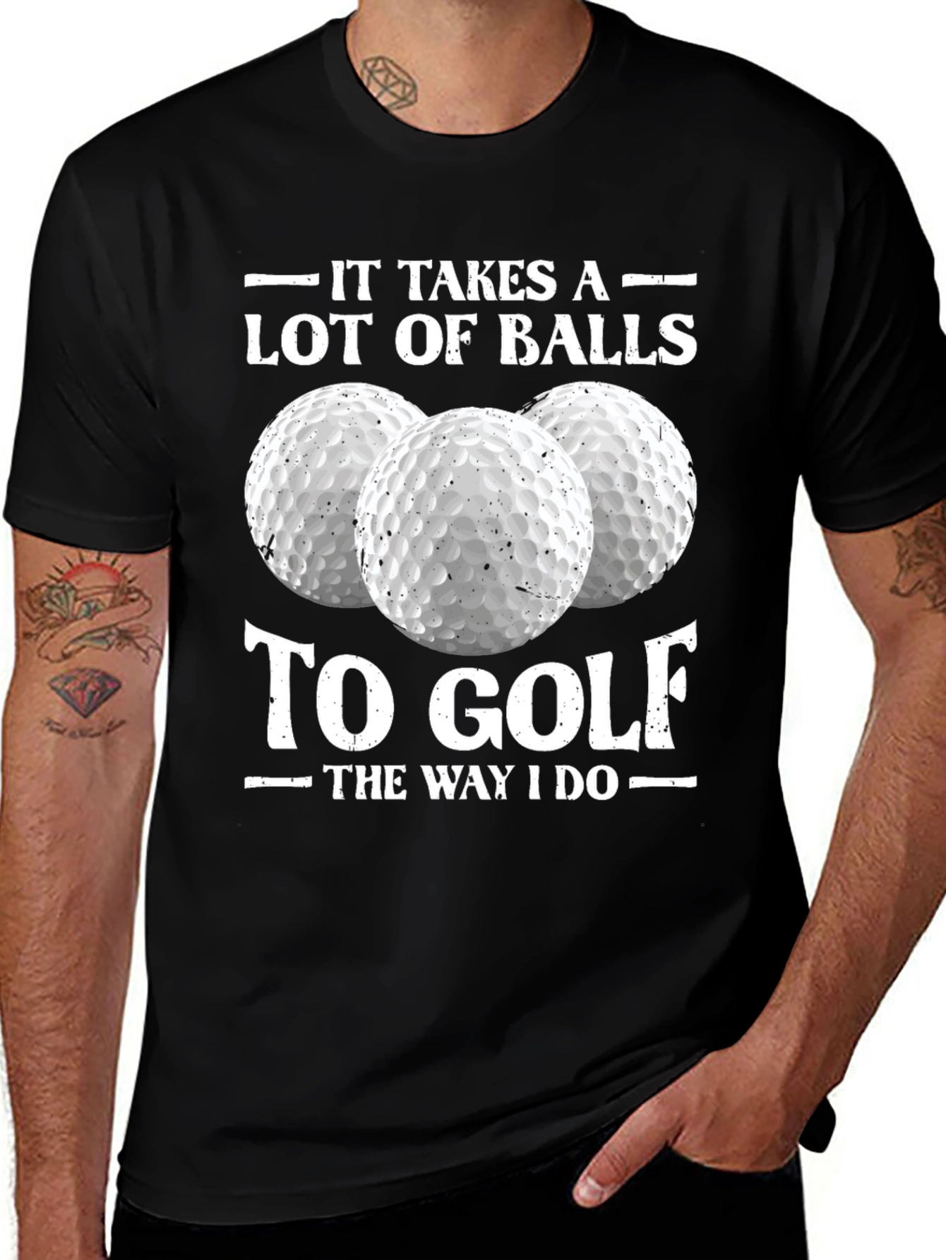 Variant 29 of Golf Humor Tee: It Takes a Lot of Balls to Golf T-Shirt
