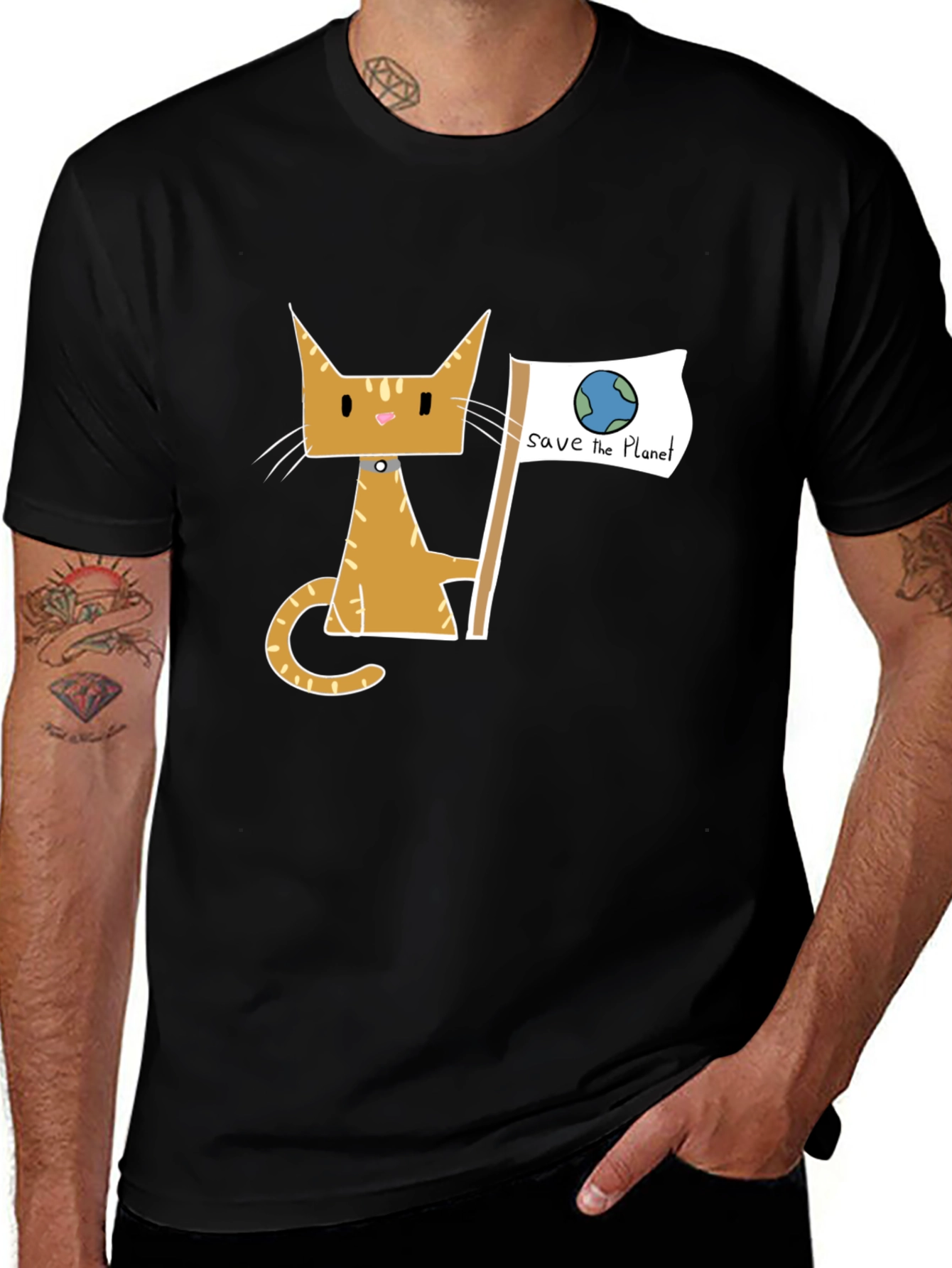 Variant 26 of Save the Planet Cat Graphic Tee - Eco Friendly